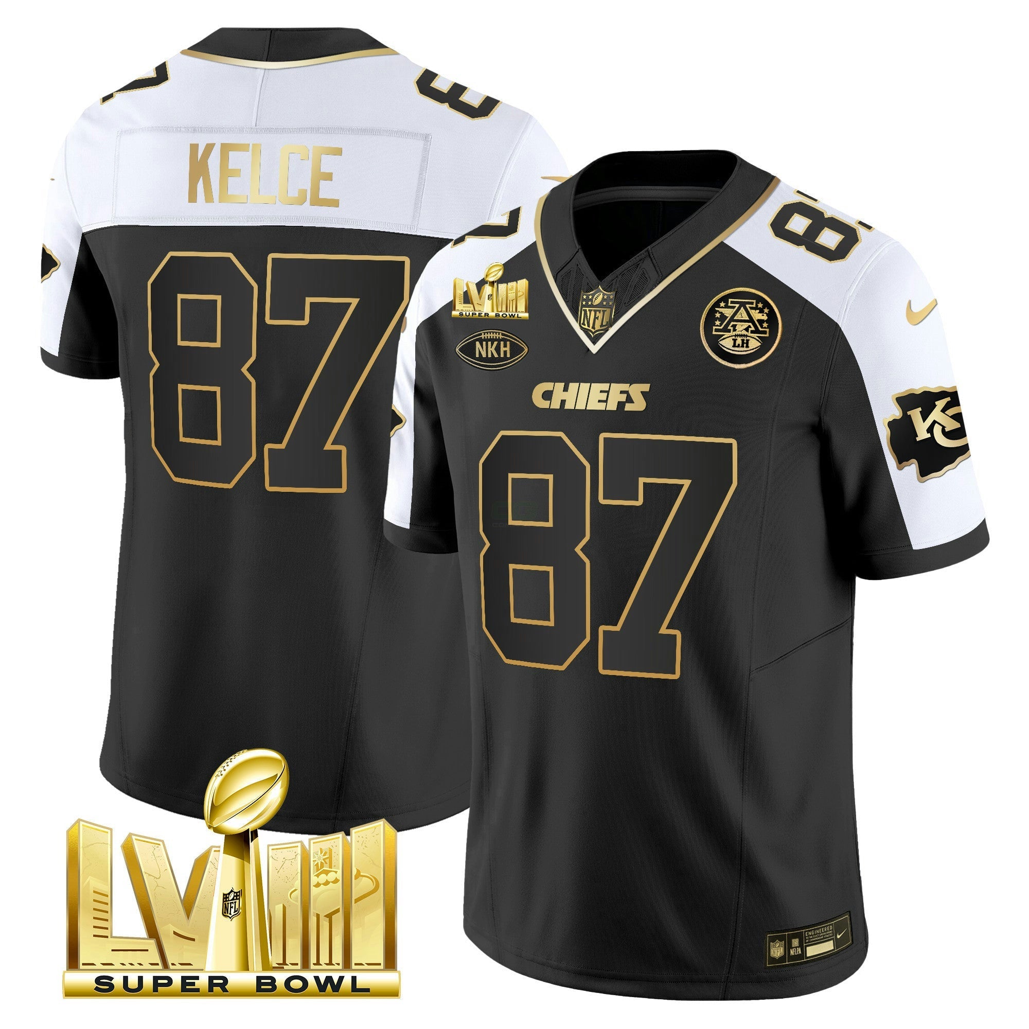 Camisa NFL Men’s Super Bowl LVIII Dourada Patch Vapor Jersey V3