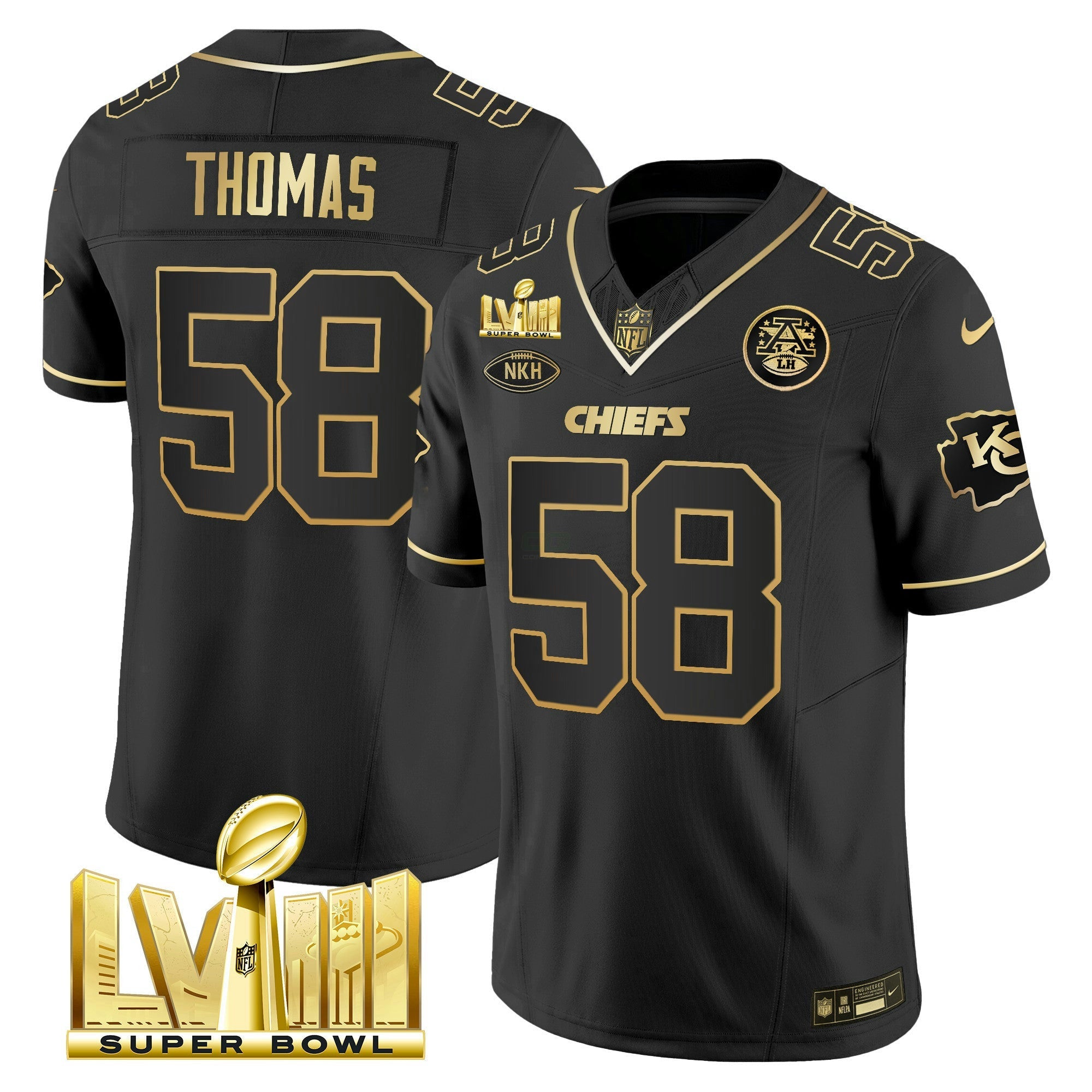 Camisa NFL Men’s Super Bowl LVIII Dourada Patch Vapor Jersey V3