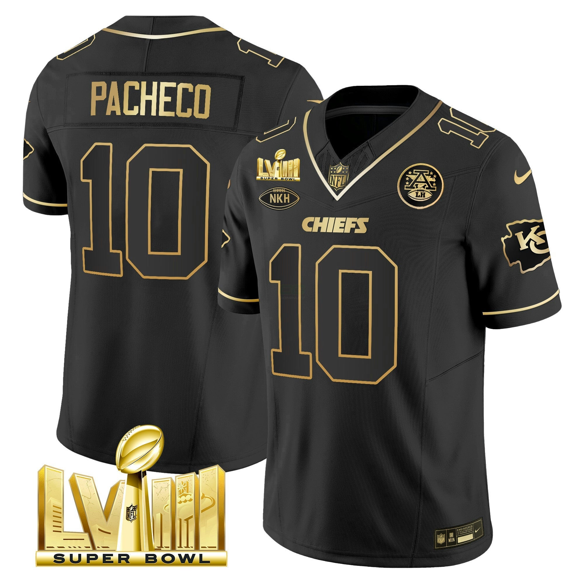 Camisa NFL Men’s Super Bowl LVIII Dourada Patch Vapor Jersey V3