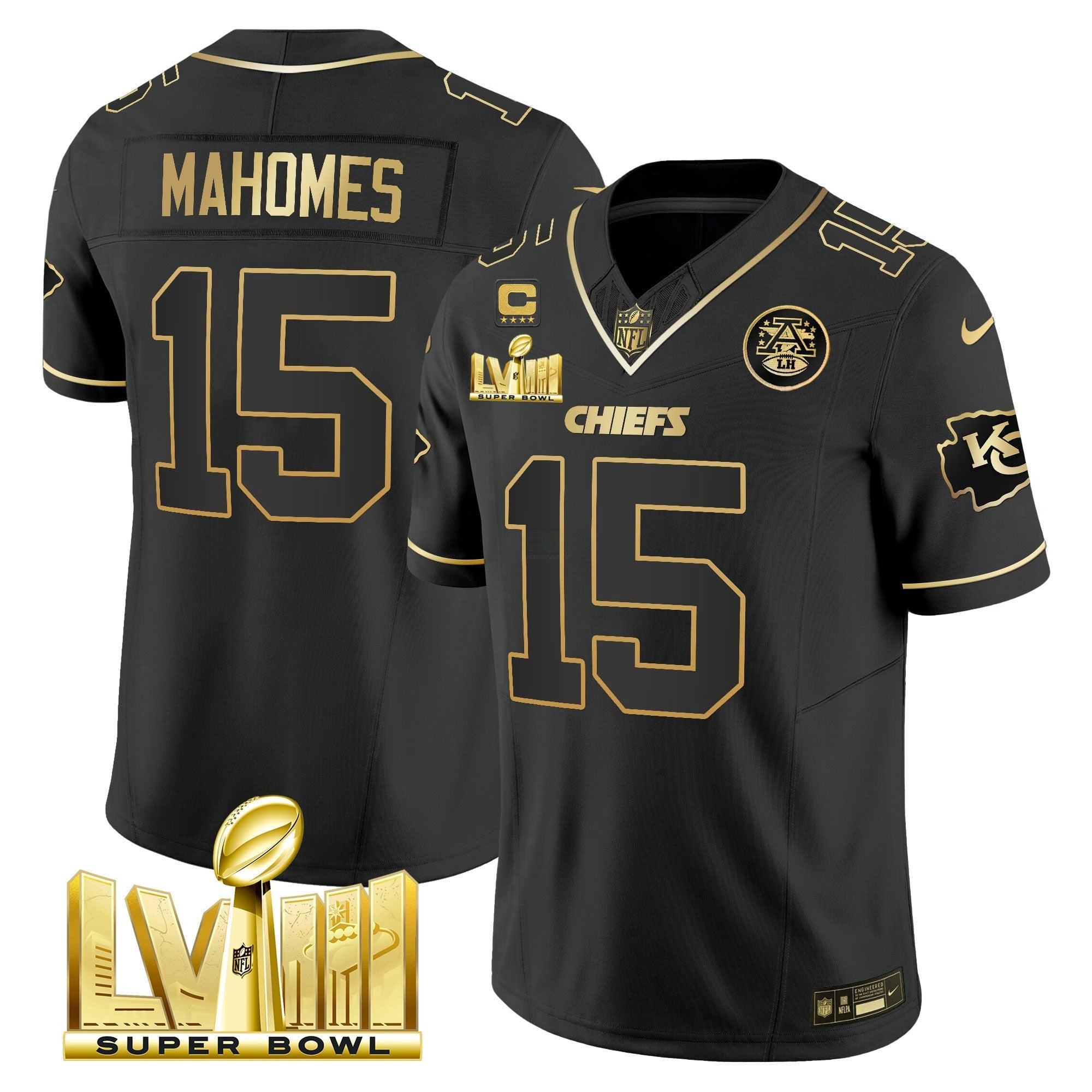 Camisa NFL Men’s Super Bowl LVIII Dourada Patch Vapor Jersey V4
