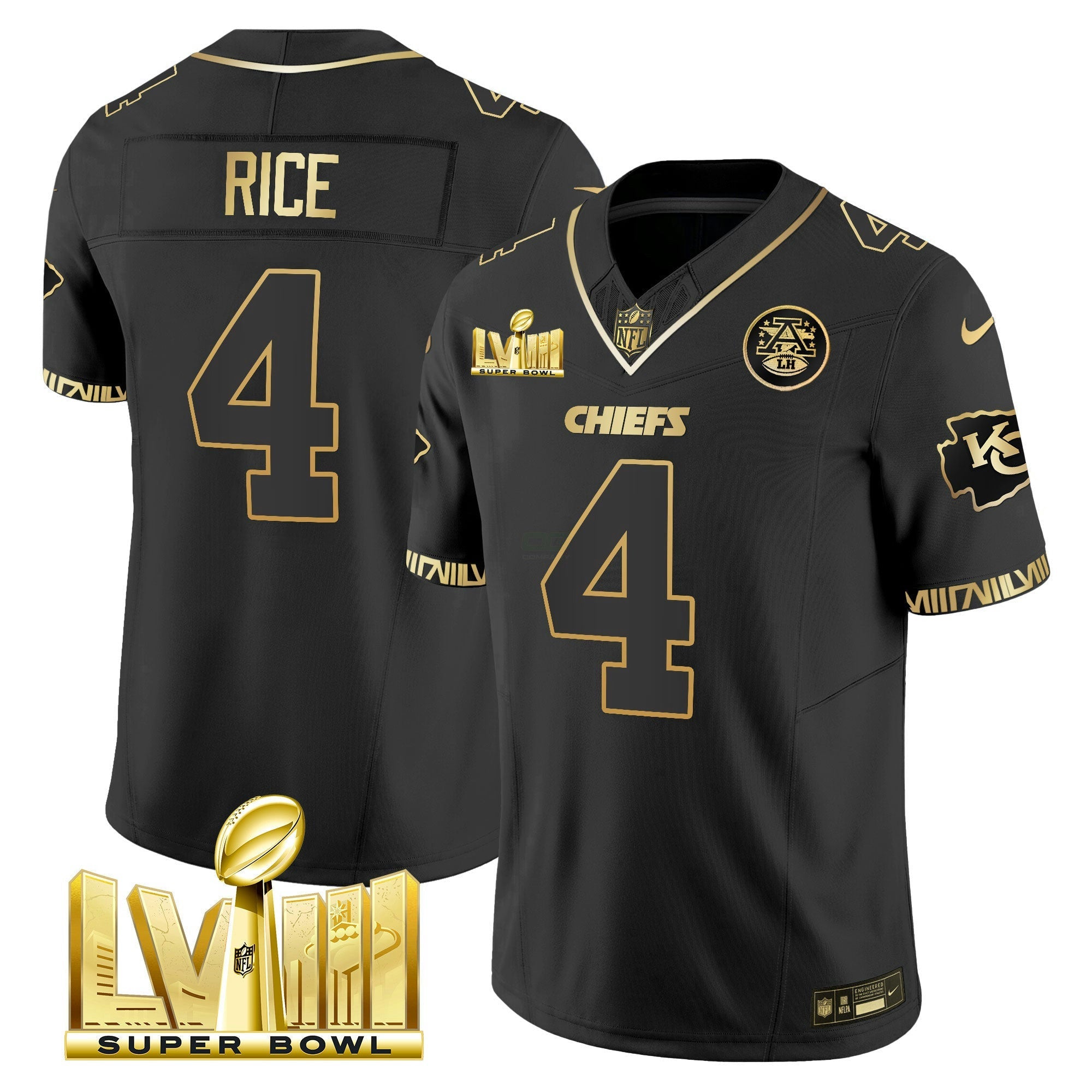 Camisa NFL Men’s Super Bowl LVIII Pattern Gold Vapor Jersey
