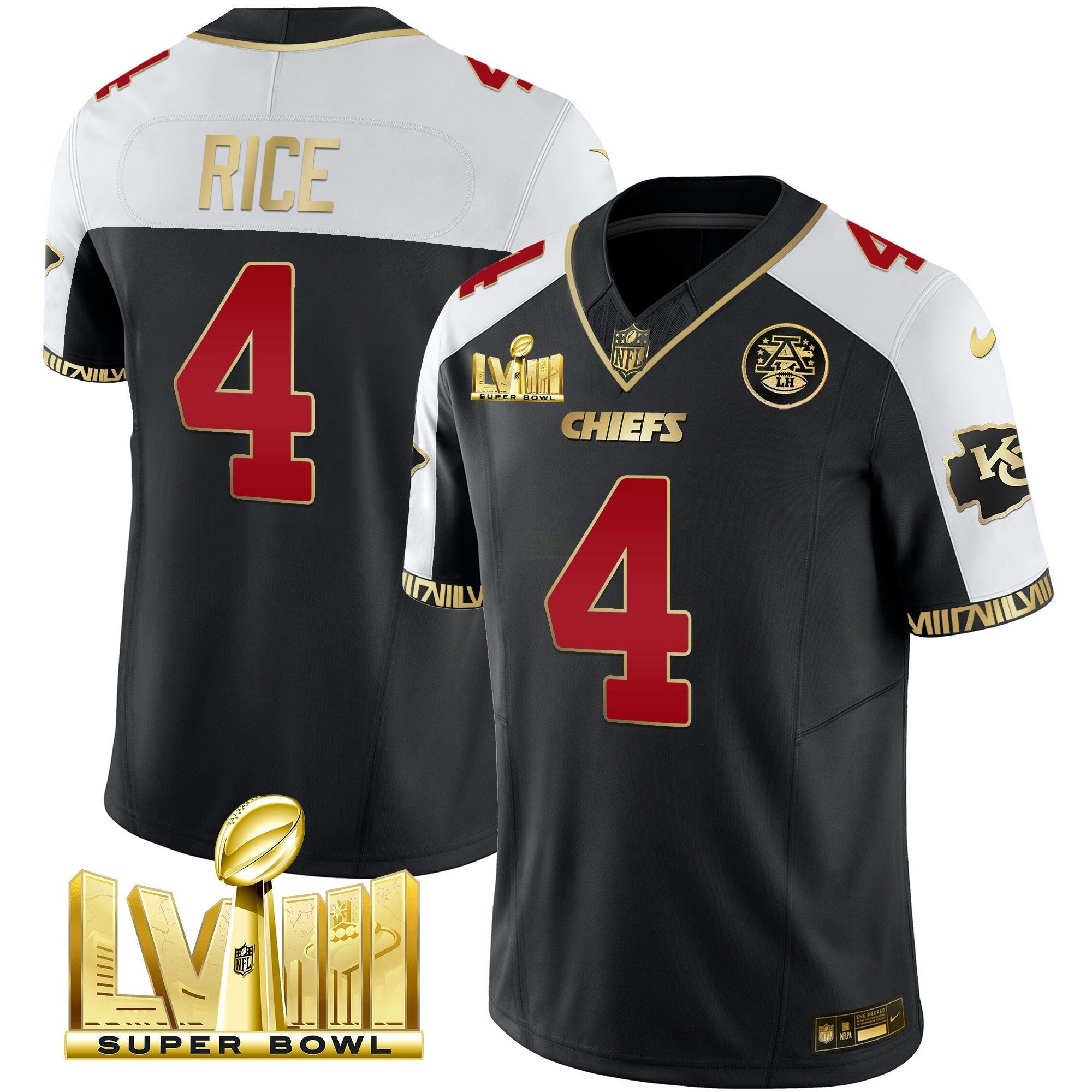 Camisa NFL Men’s Super Bowl LVIII Pattern Gold Vapor Jersey V2