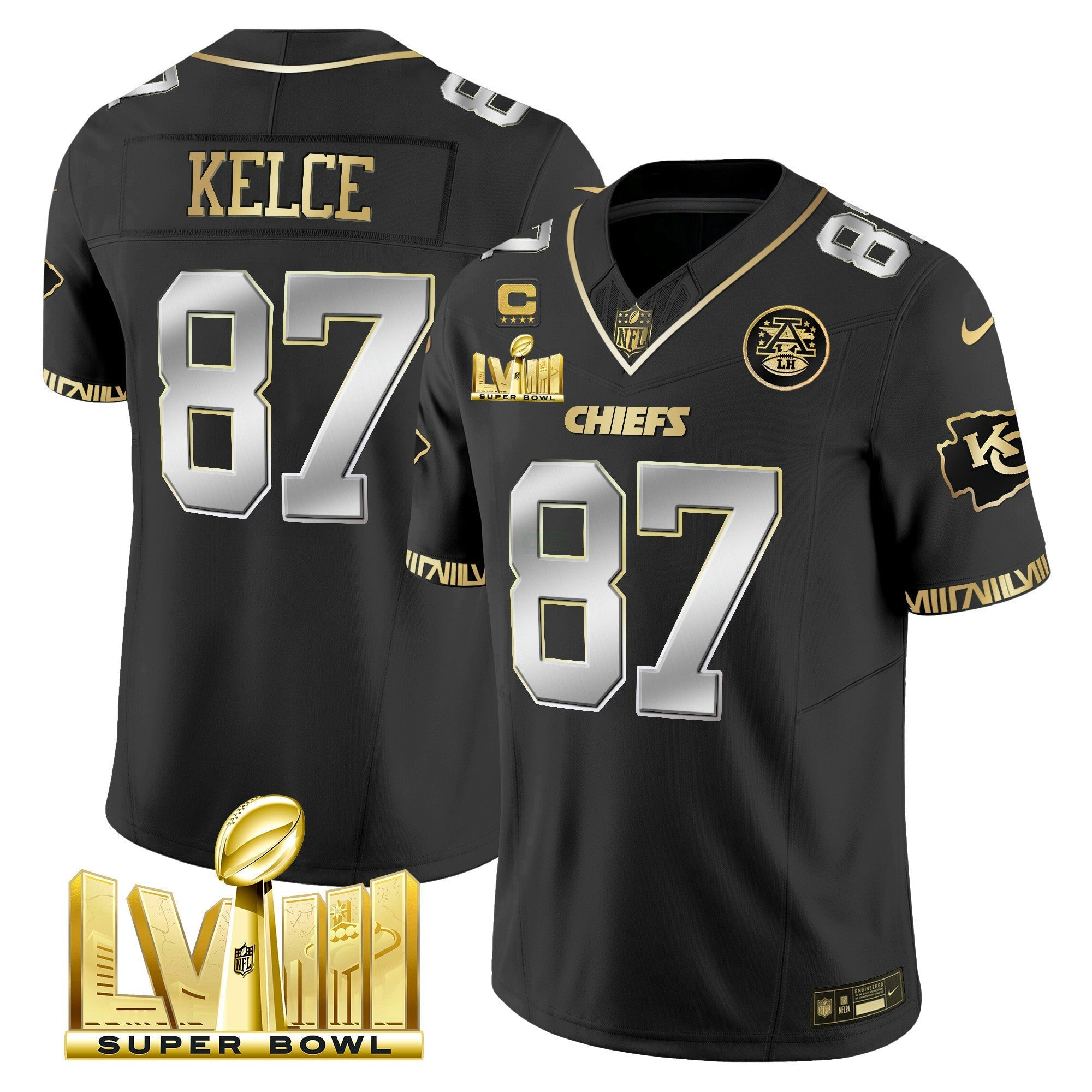 Camisa NFL Men’s Super Bowl LVIII Pattern Gold Vapor Jersey V2