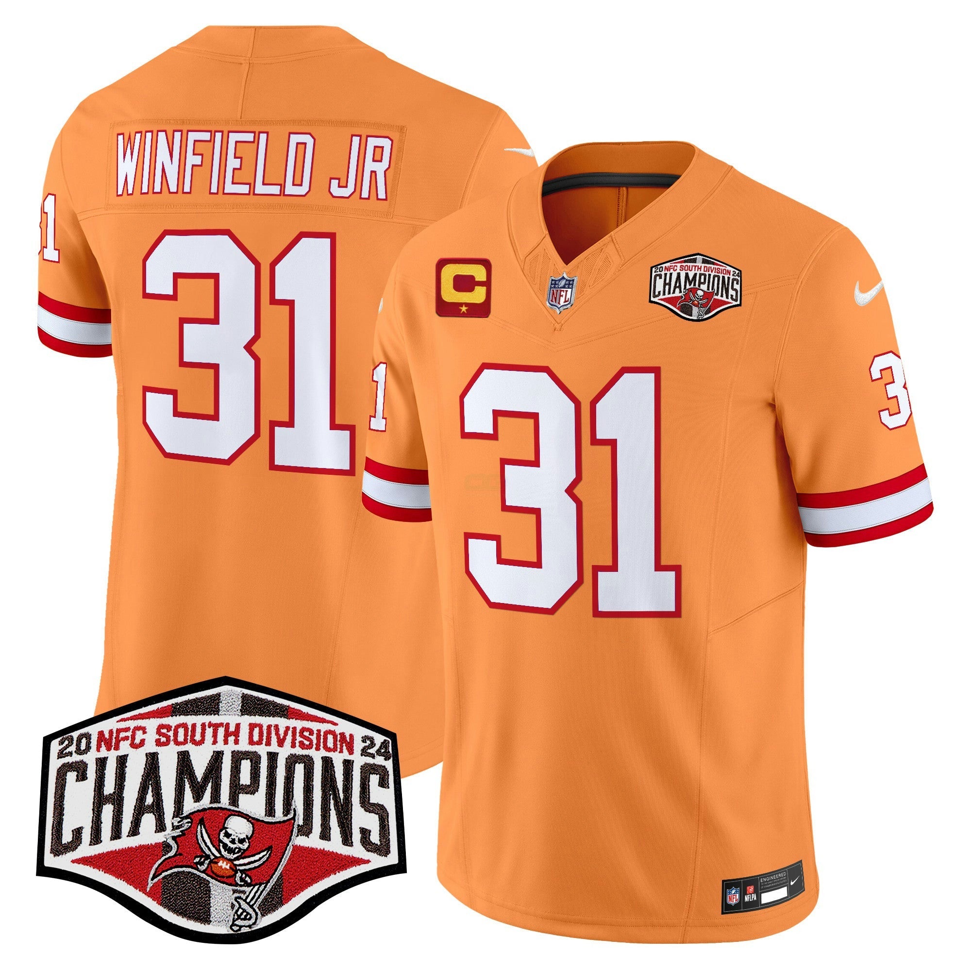 Camisa NFL Men’s Tampa Bay Creamsicle 2024 NFC South Division Champions Patch Vapor Limited Jersey