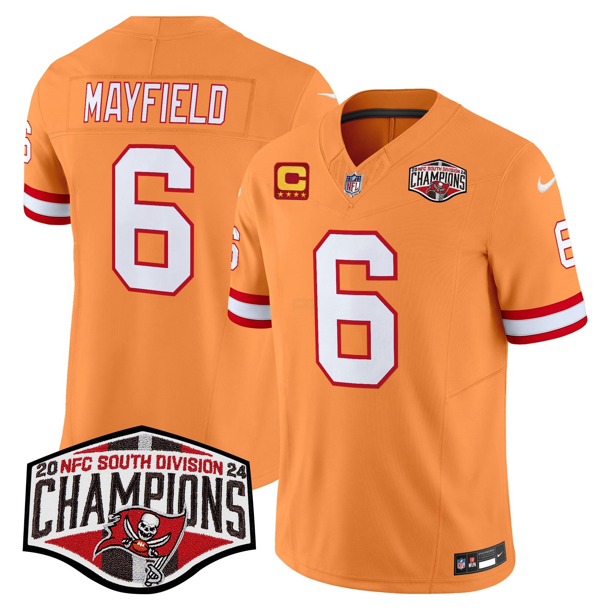 Camisa NFL Men’s Tampa Bay Creamsicle 2024 NFC South Division Champions Patch Vapor Limited Jersey