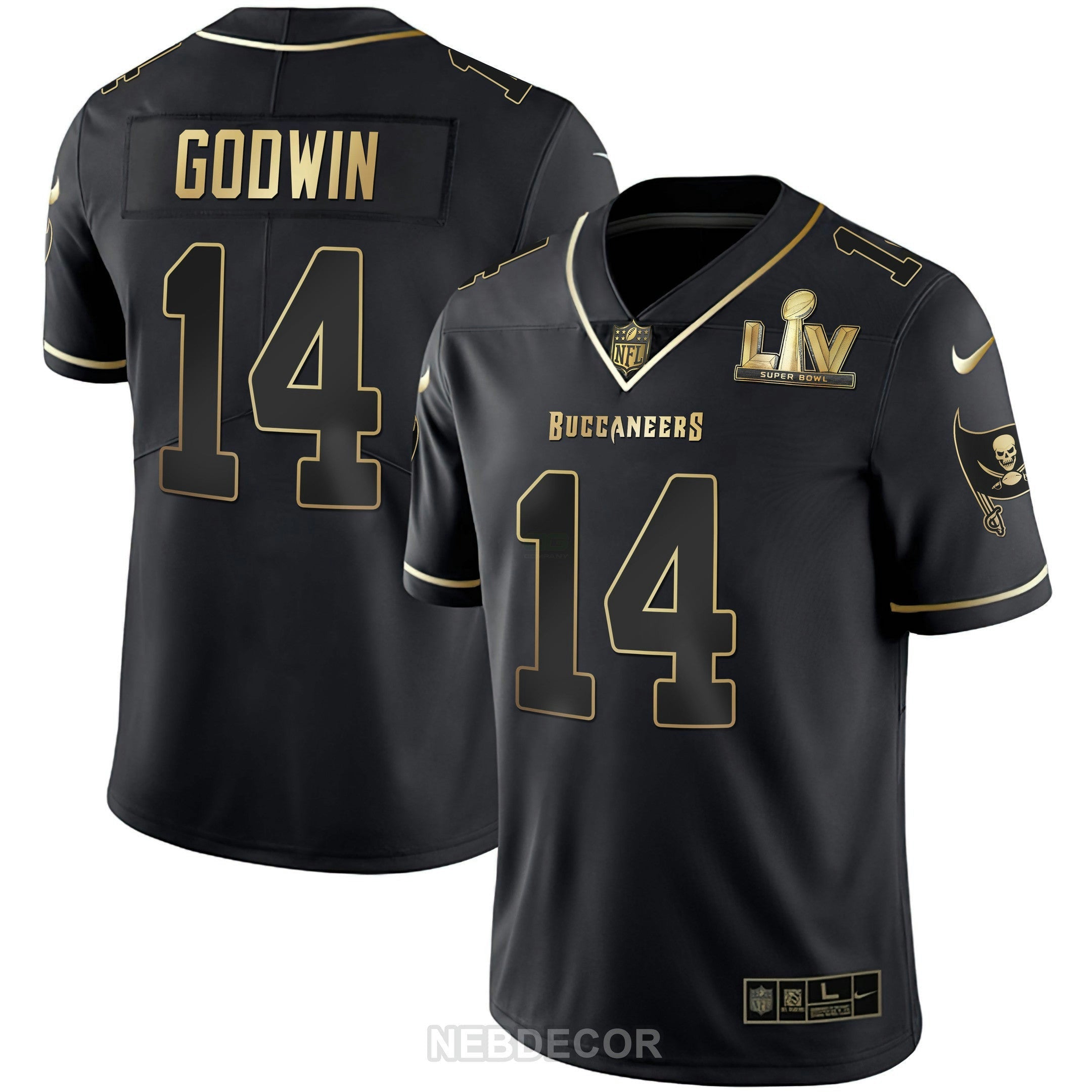 Camisa NFL Men’s Tampa Bay Super Bowl LIV Branca Dourada & Preta Dourada Jersey