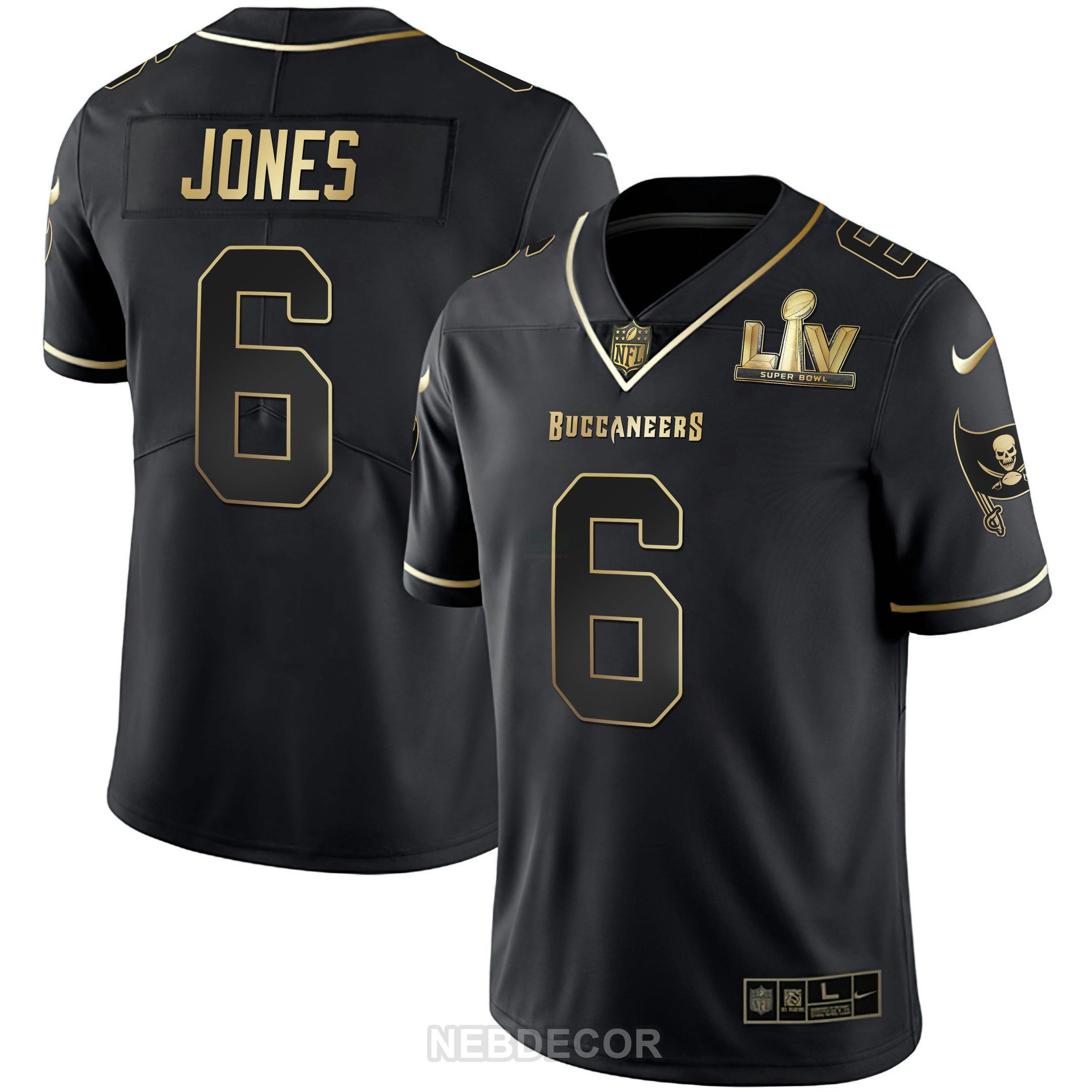 Camisa NFL Men’s Tampa Bay Super Bowl LIV Branca Dourada & Preta Dourada Jersey