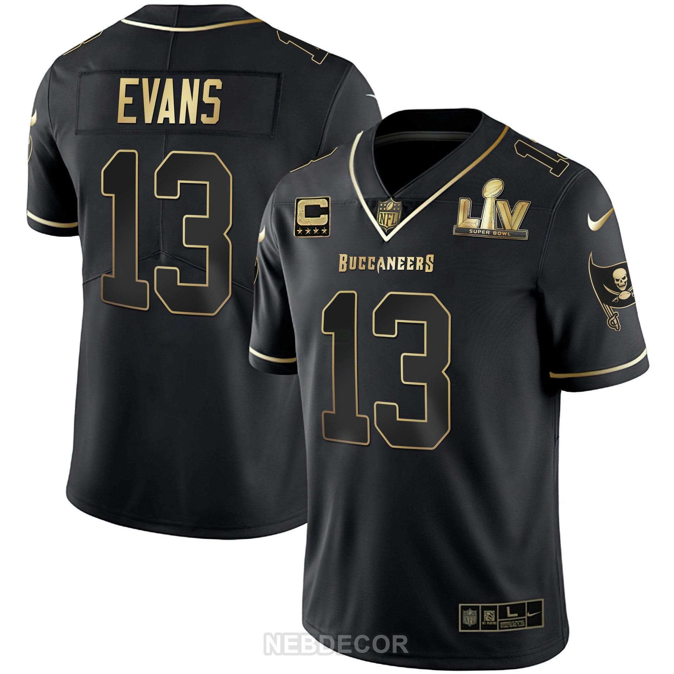 Camisa NFL Men’s Tampa Bay Super Bowl LIV Branca Dourada & Preta Dourada Jersey