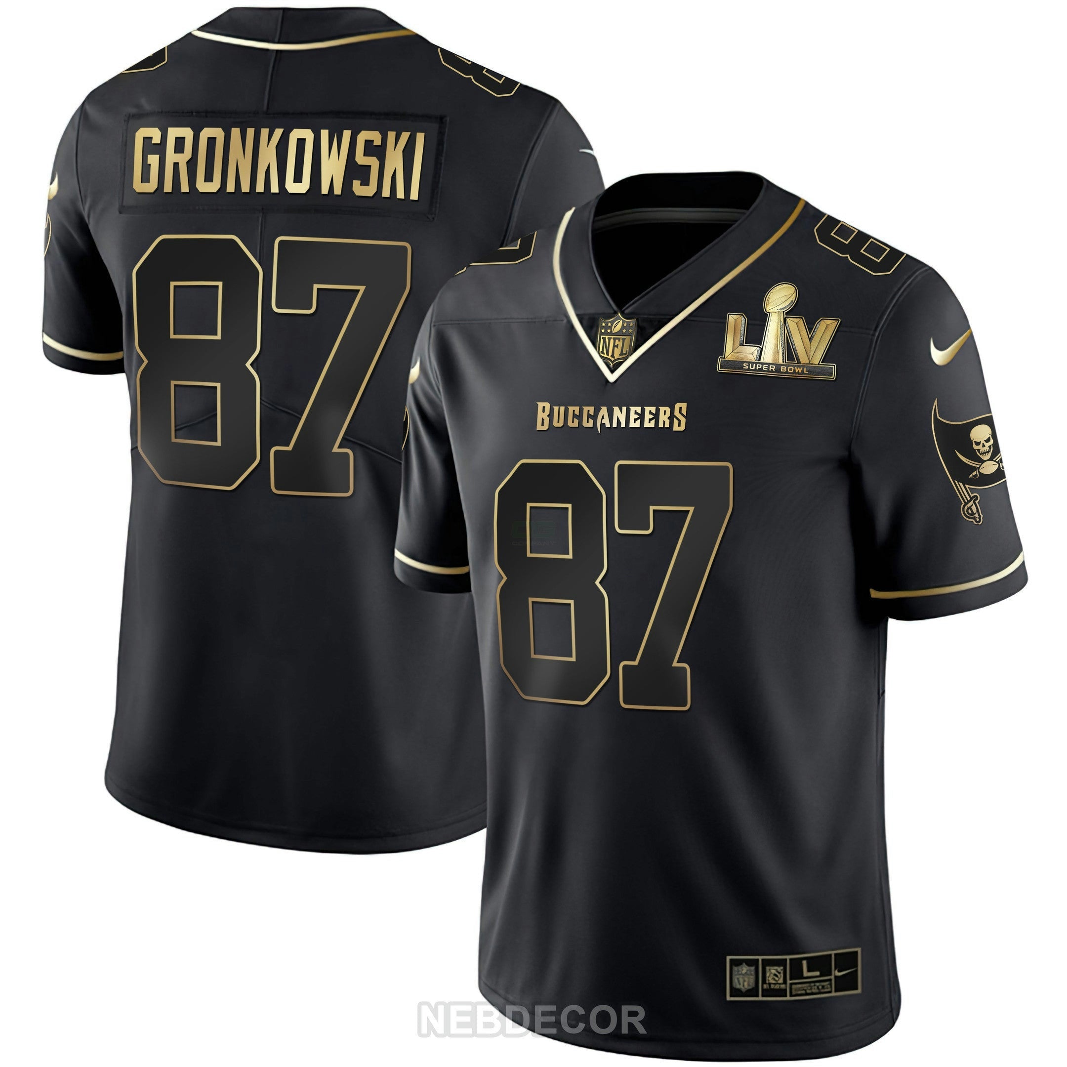 Camisa NFL Men’s Tampa Bay Super Bowl LIV Branca Dourada & Preta Dourada Jersey