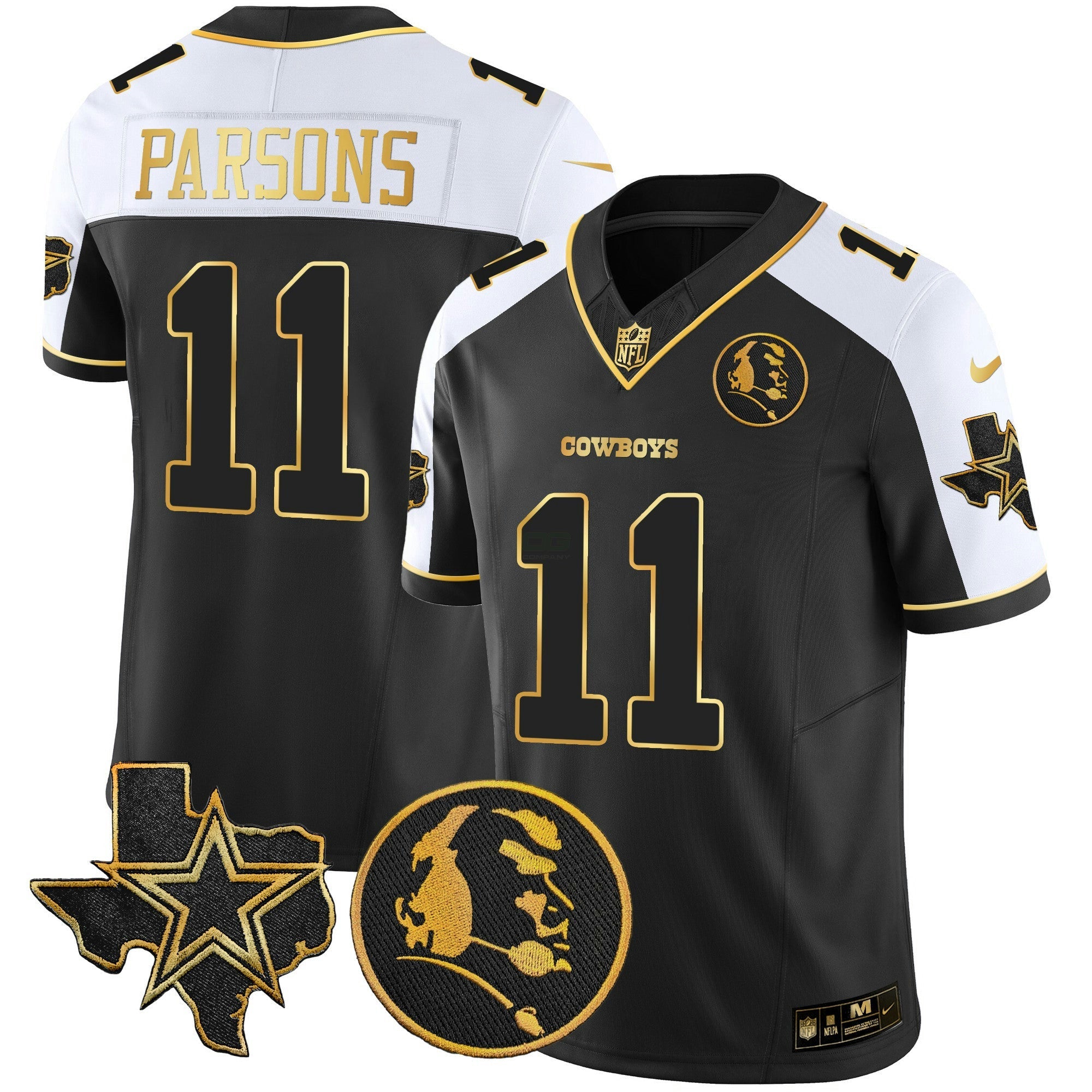 Camisa NFL Men’s Texas & John Madden Patch Dourada Vapor Limited Jersey