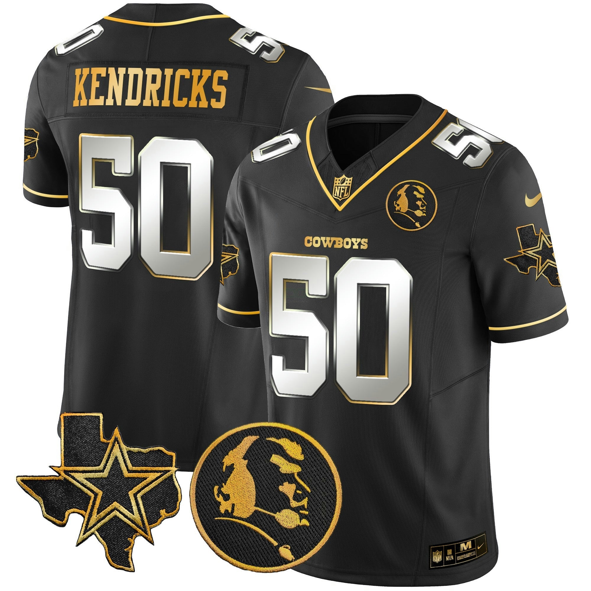 Camisa NFL Men’s Texas & John Madden Patch Dourada Vapor Limited Jersey