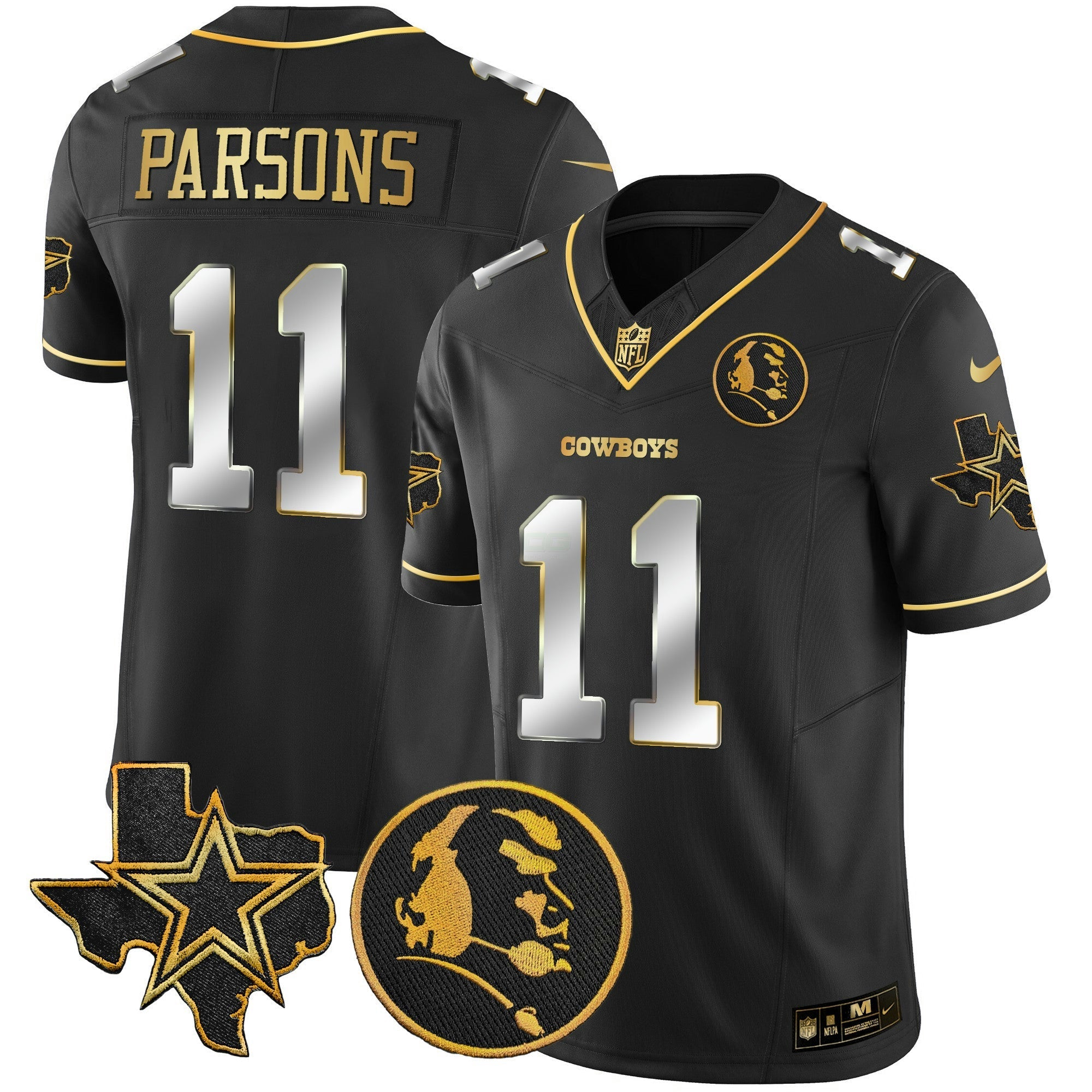 Camisa NFL Men’s Texas & John Madden Patch Dourada Vapor Limited Jersey