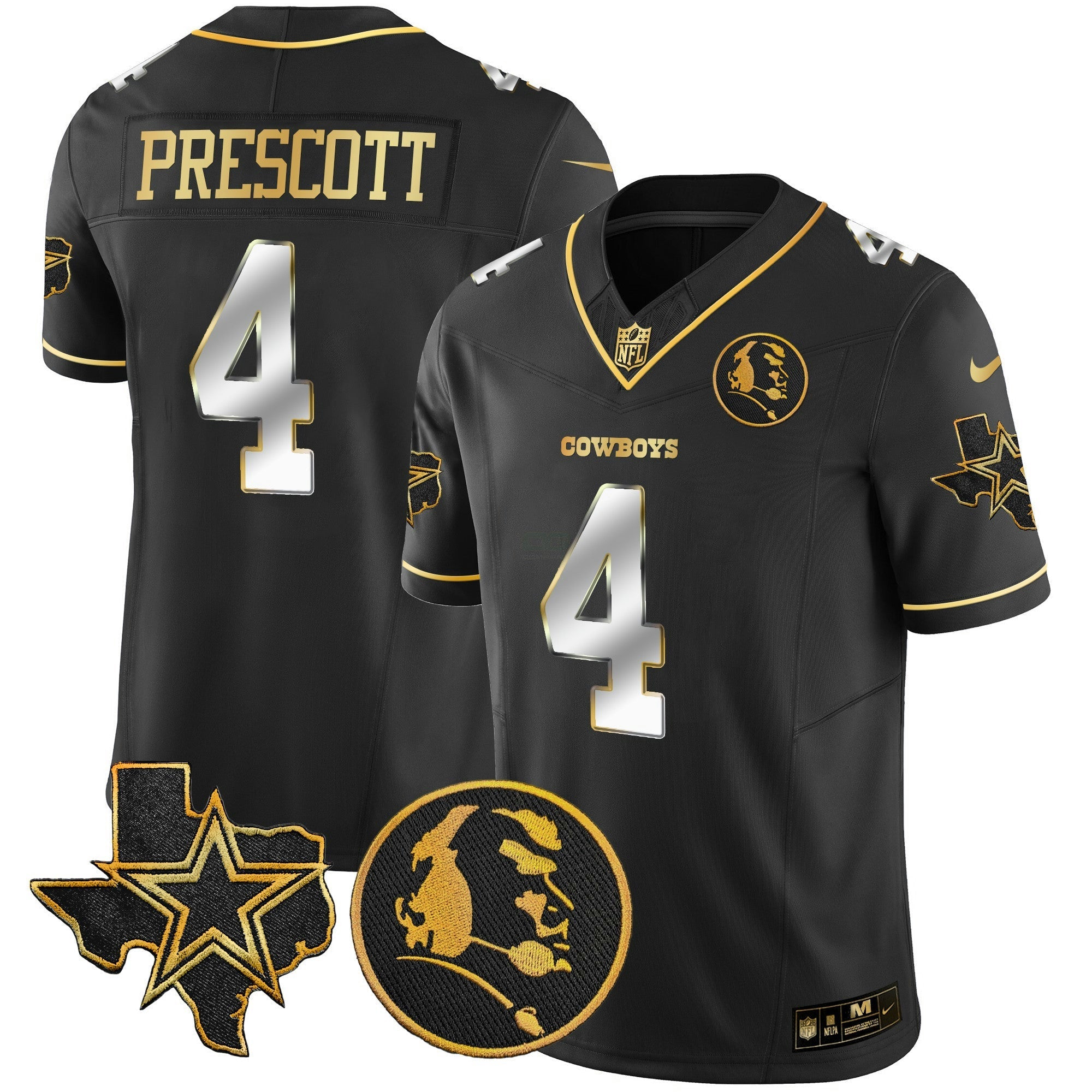 Camisa NFL Men’s Texas & John Madden Patch Dourada Vapor Limited Jersey