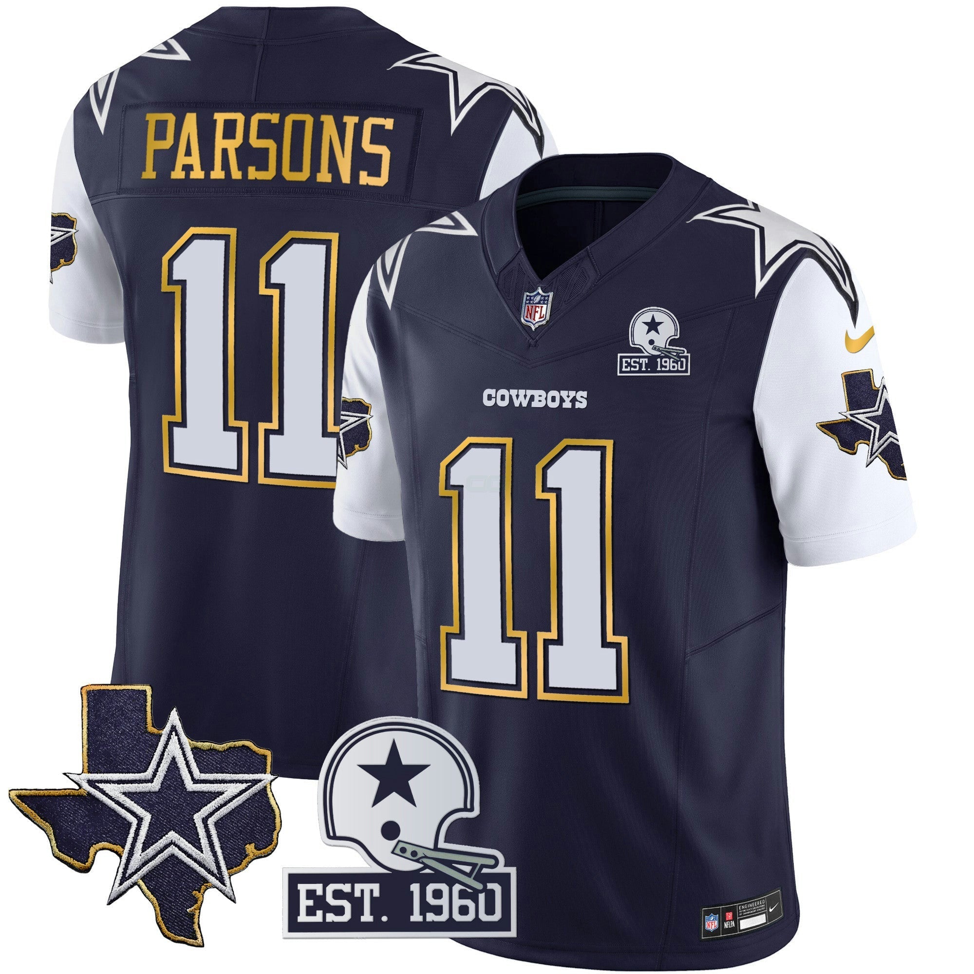 Camisa NFL Men’s Texas Patch Dourada Trim Vapor Jersey