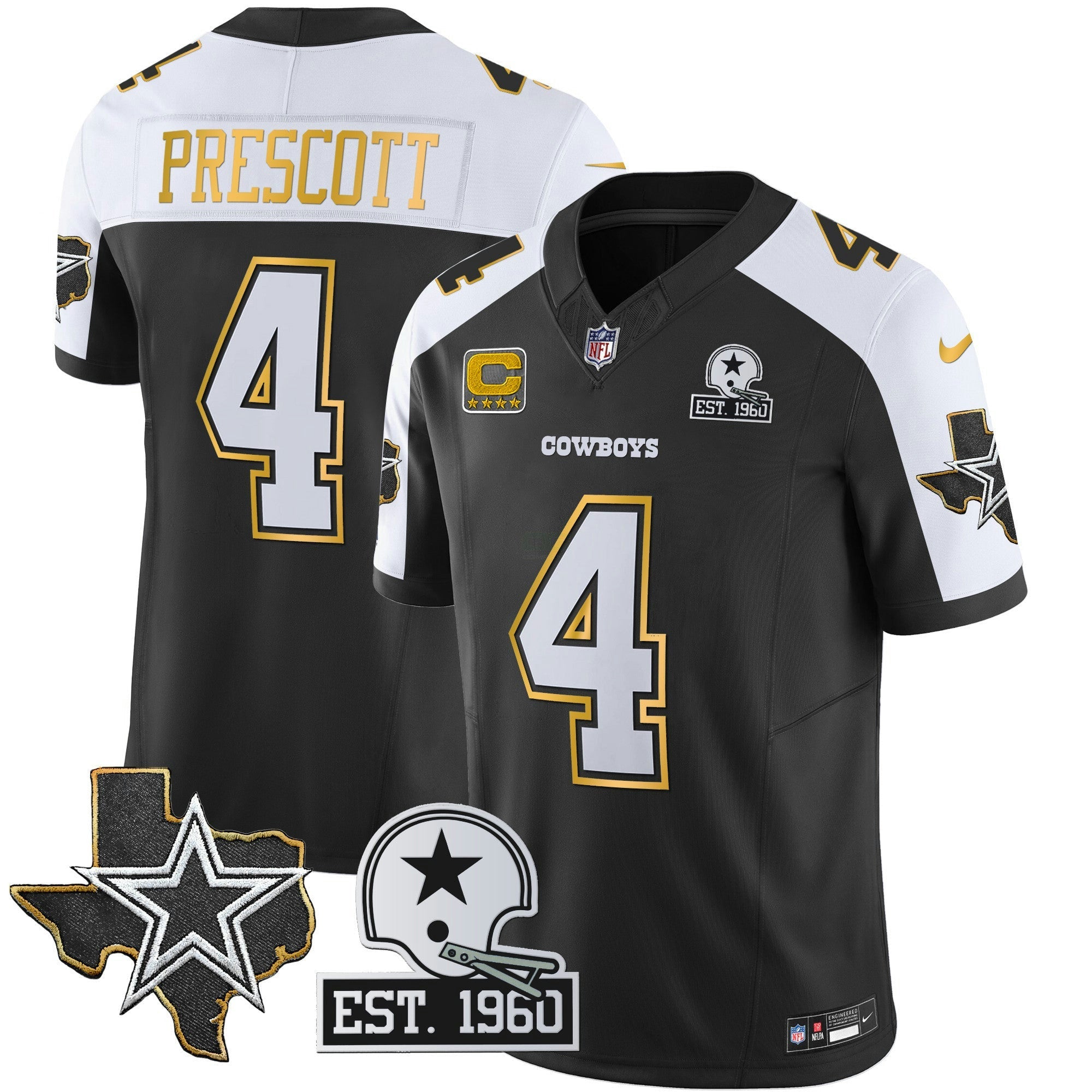 Camisa NFL Men’s Texas Patch Dourada Trim Vapor Jersey