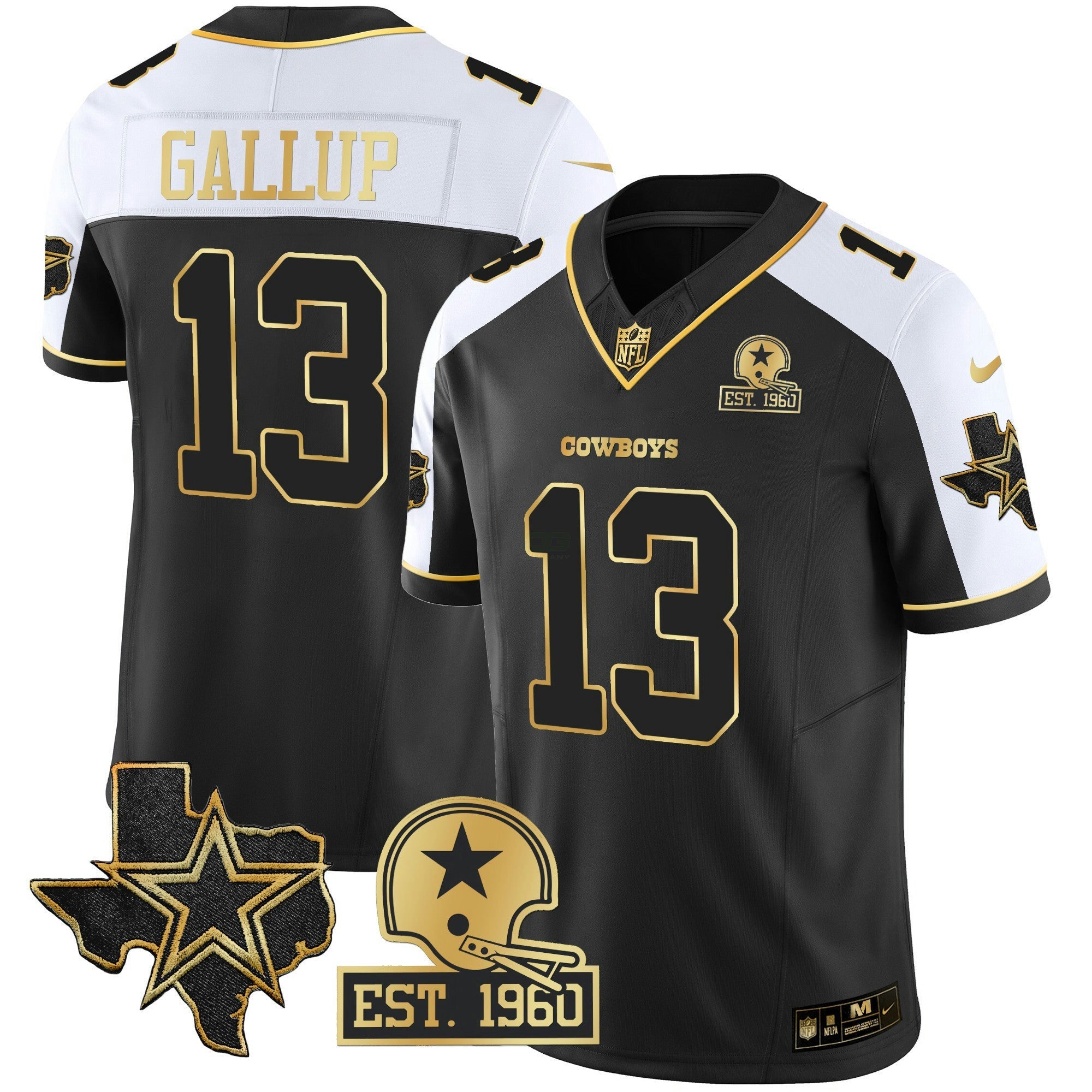 Camisa NFL Men’s Texas Patch Dourada Vapor Jersey