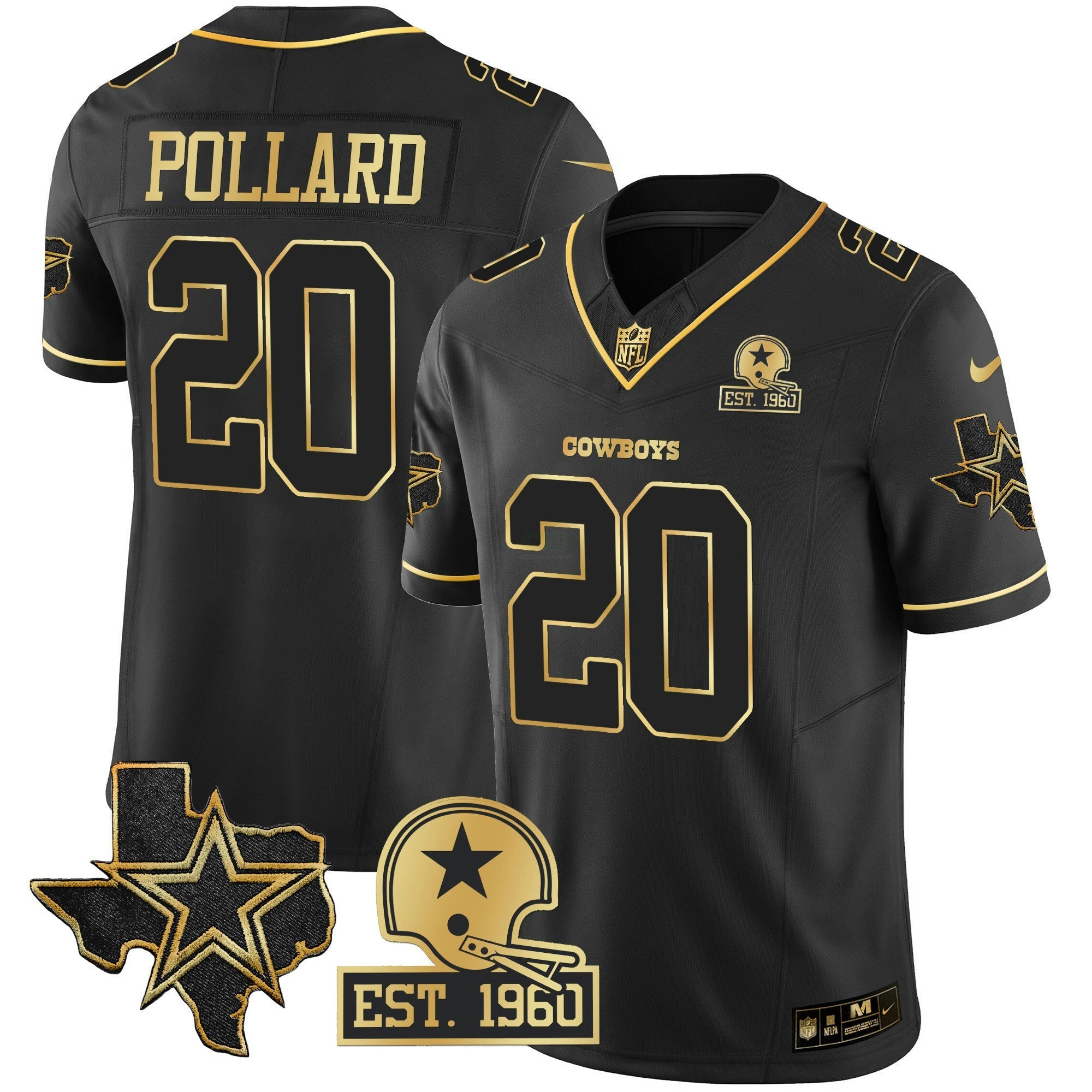 Camisa NFL Men’s Texas Patch Dourada Vapor Jersey