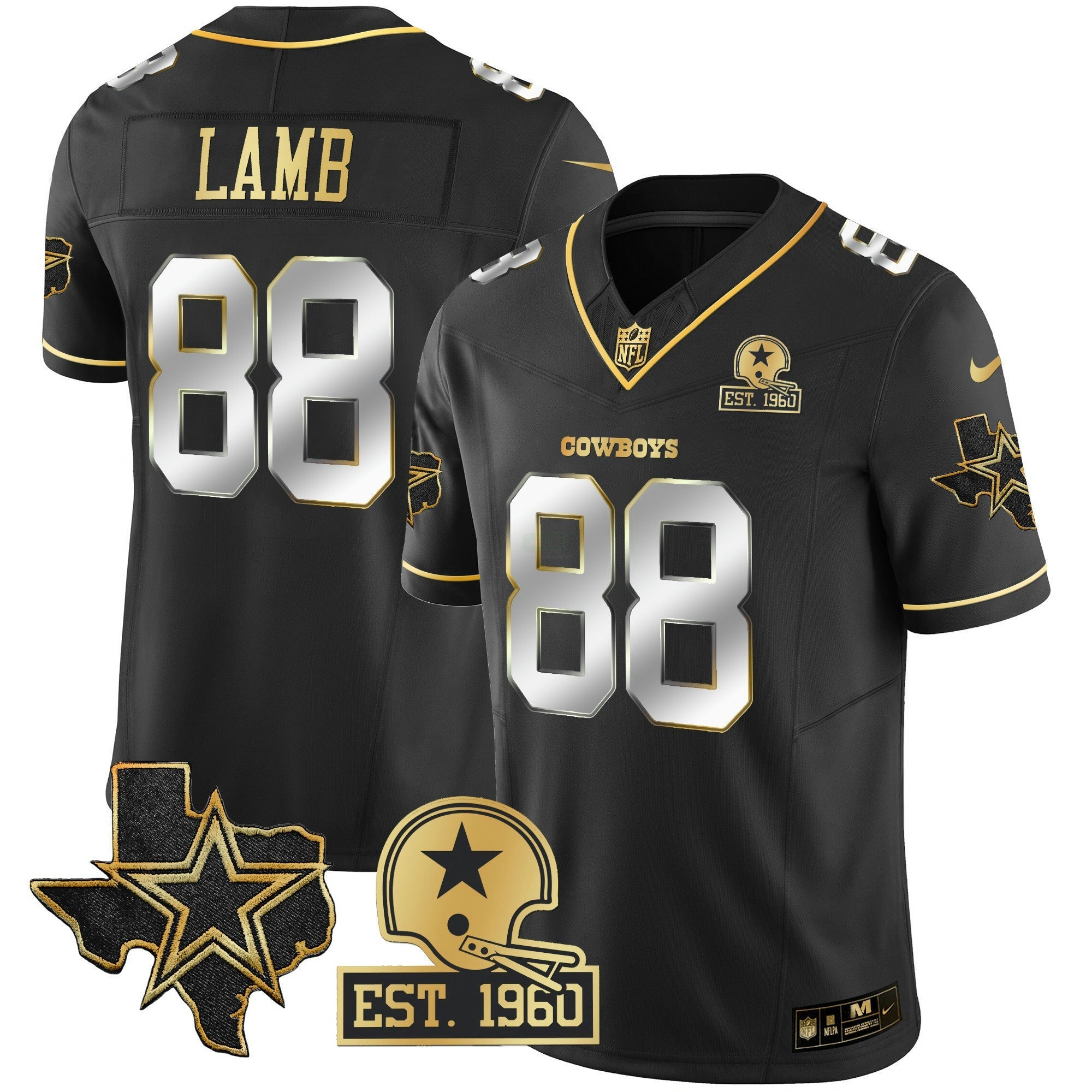 Camisa NFL Men’s Texas Patch Dourada Vapor Jersey