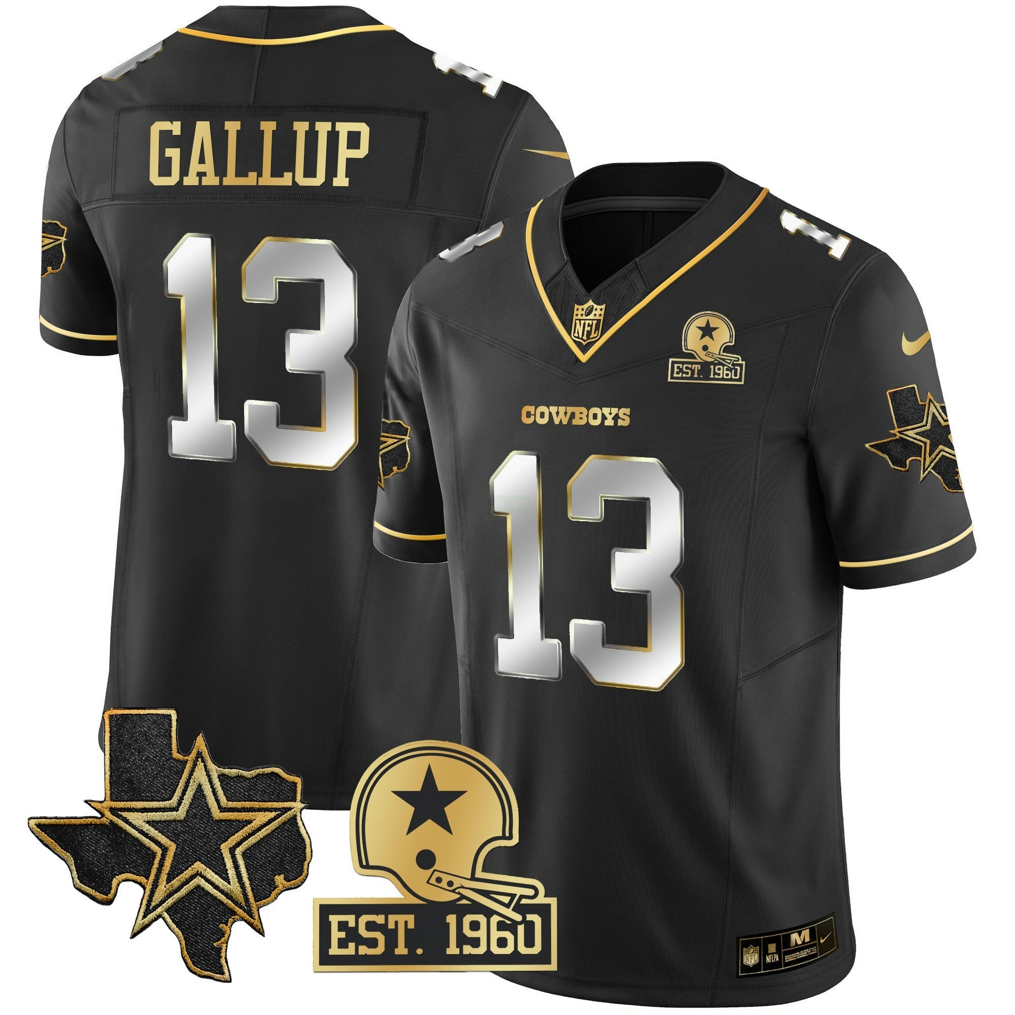 Camisa NFL Men’s Texas Patch Dourada Vapor Jersey