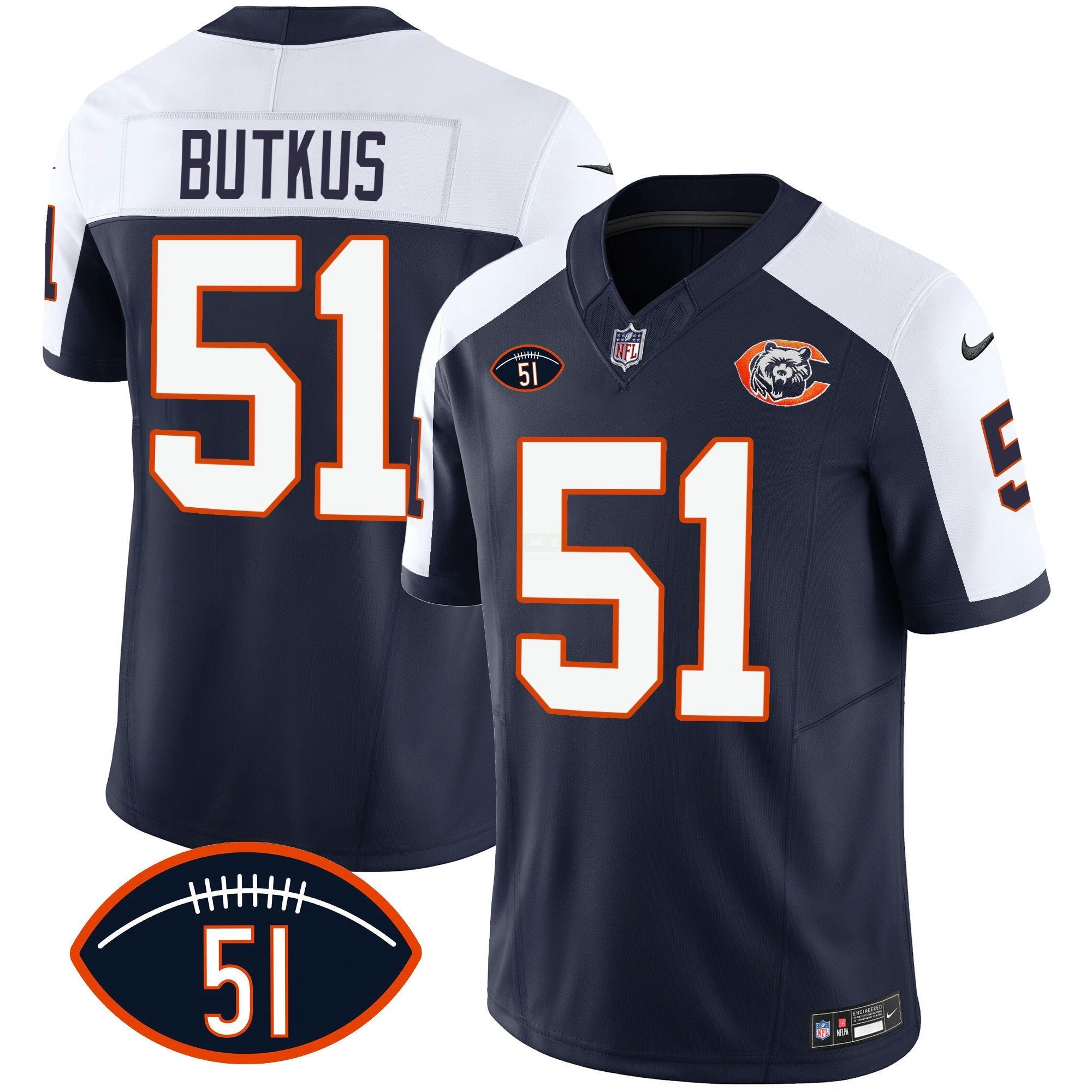 Camisa NFL Men’s Throwback Dick Butkus Patch Jersey