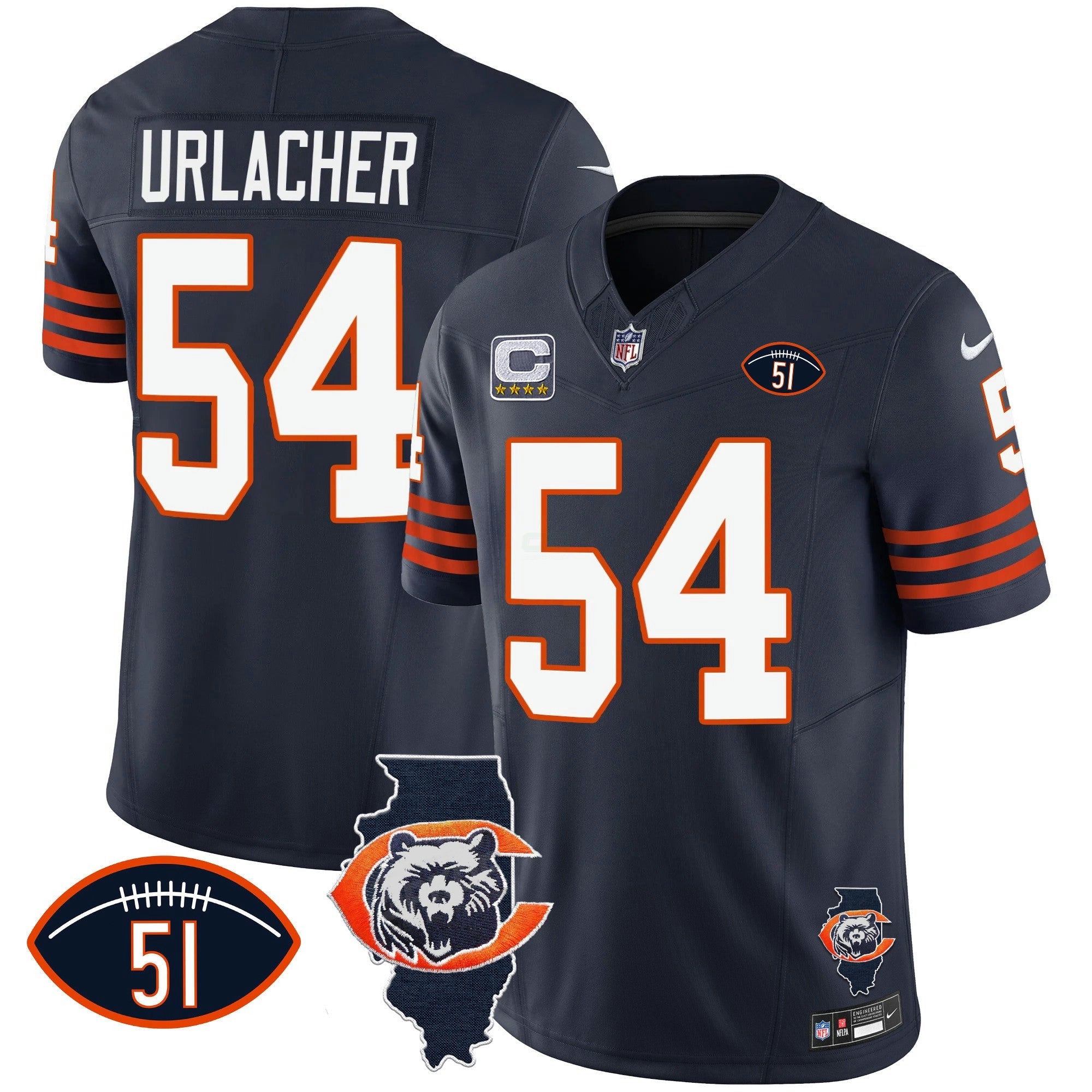 Camisa NFL Men’s Throwback Illinois Patch Vapor Jersey