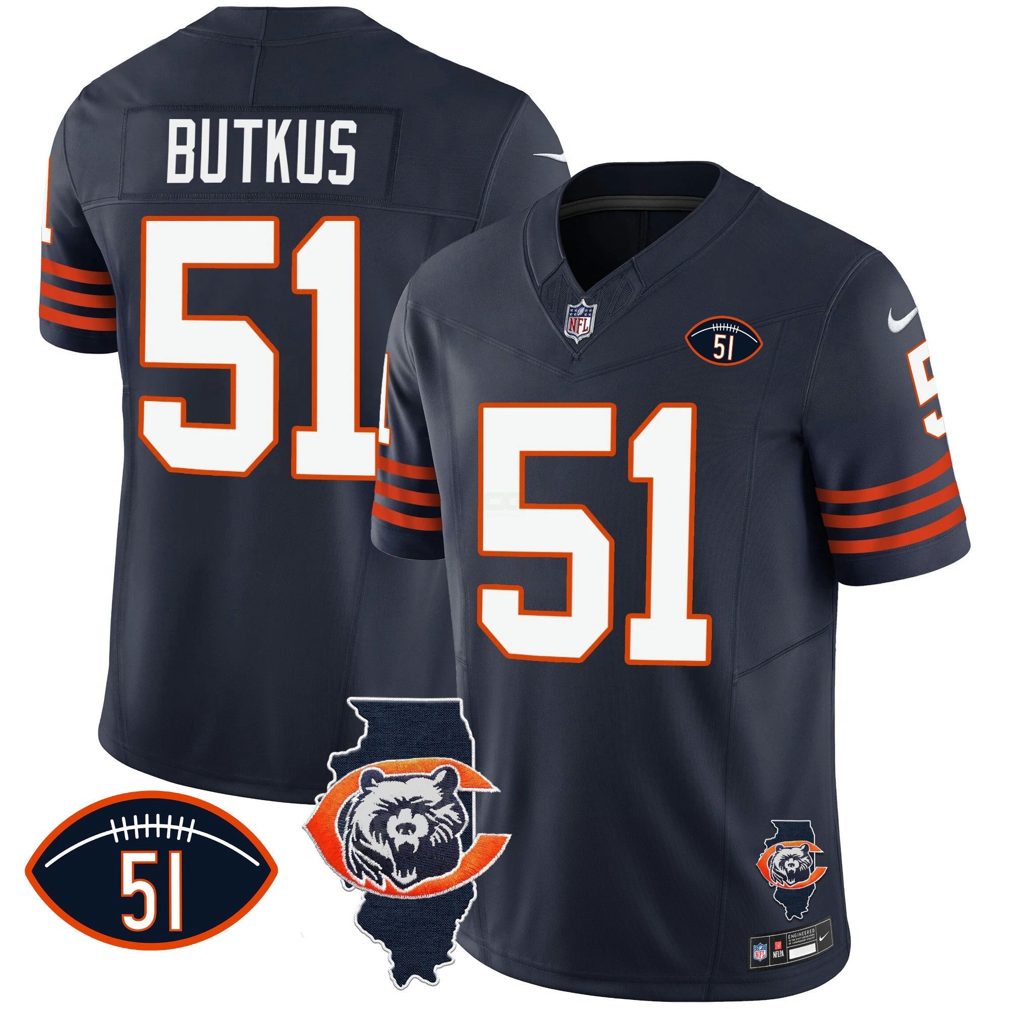 Camisa NFL Men’s Throwback Illinois Patch Vapor Jersey