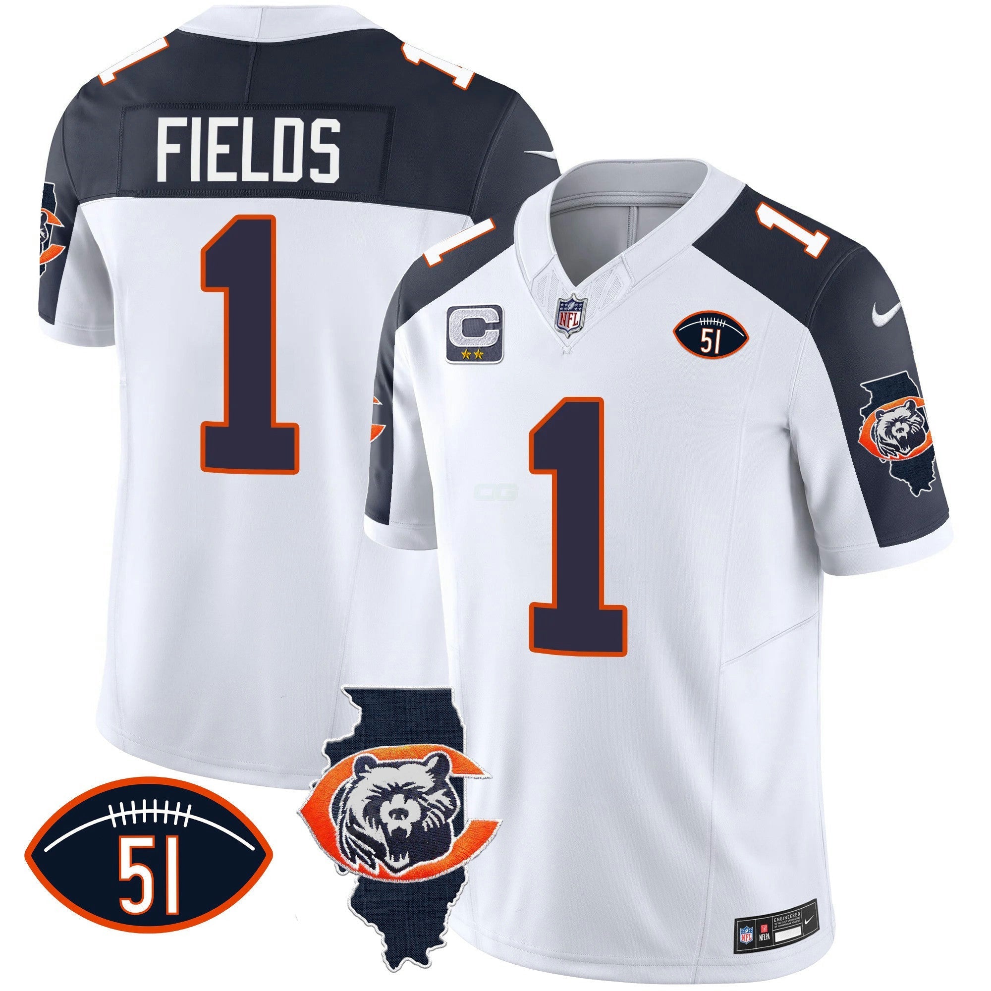 Camisa NFL Men’s Throwback Illinois Patch Vapor Jersey