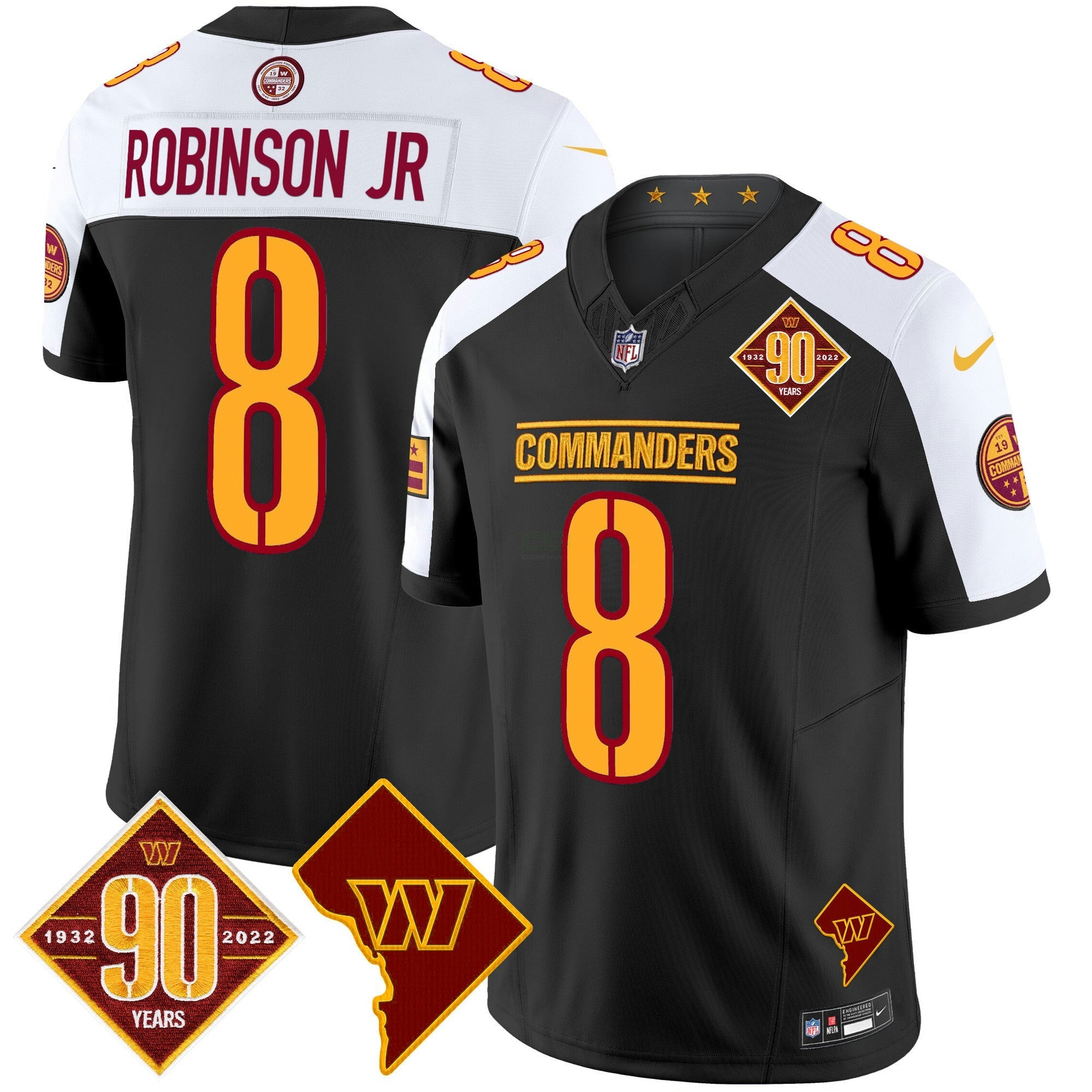 Camisa NFL Men’s Washington 90th Anniversary & Home Patch Vapor Limited Jersey