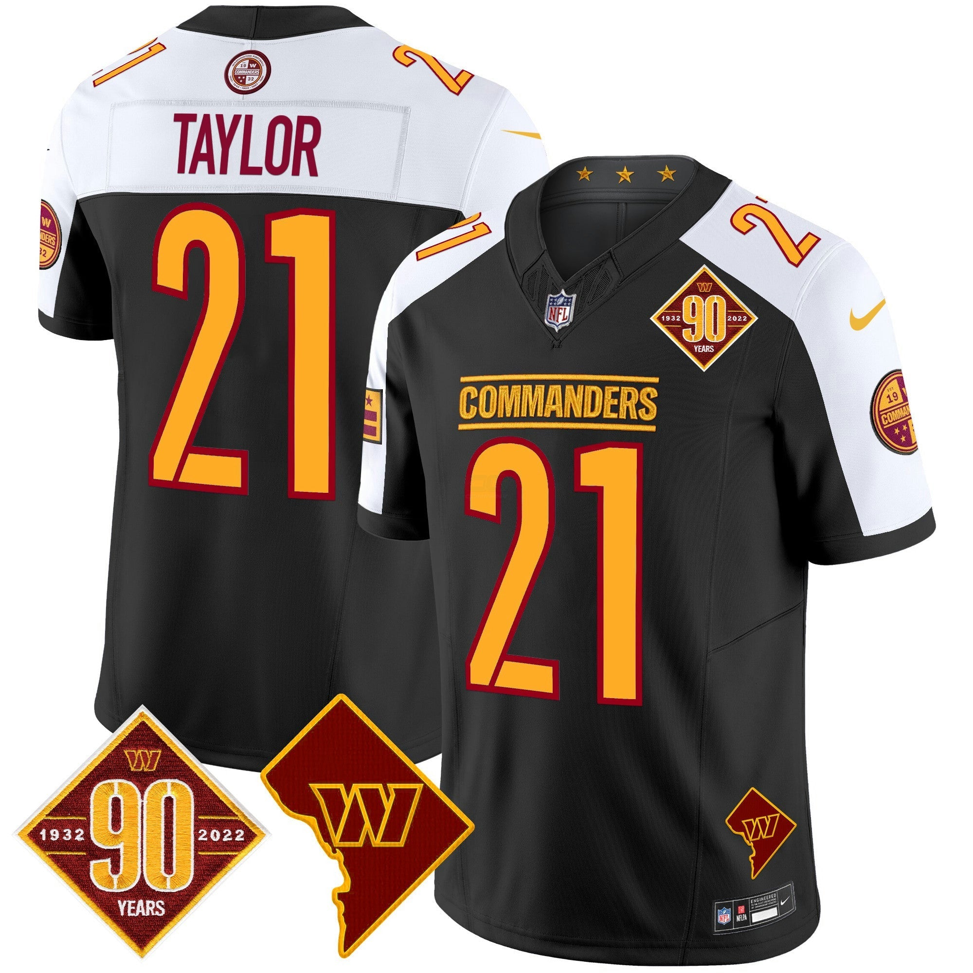 Camisa NFL Men’s Washington 90th Anniversary & Home Patch Vapor Limited Jersey