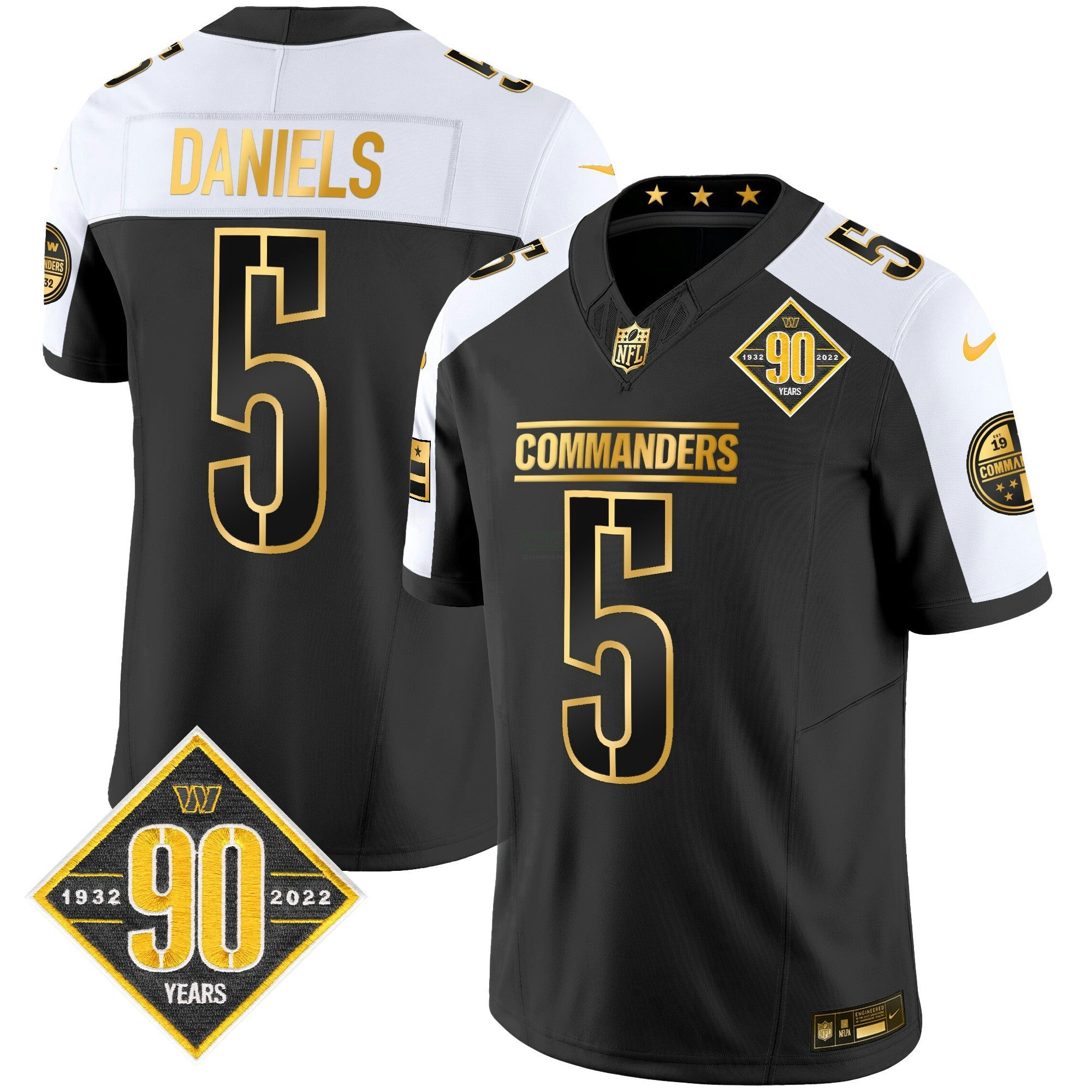 Camisa NFL Men’s Washington 90th Anniversary Patch Dourada Vapor Limited Jersey