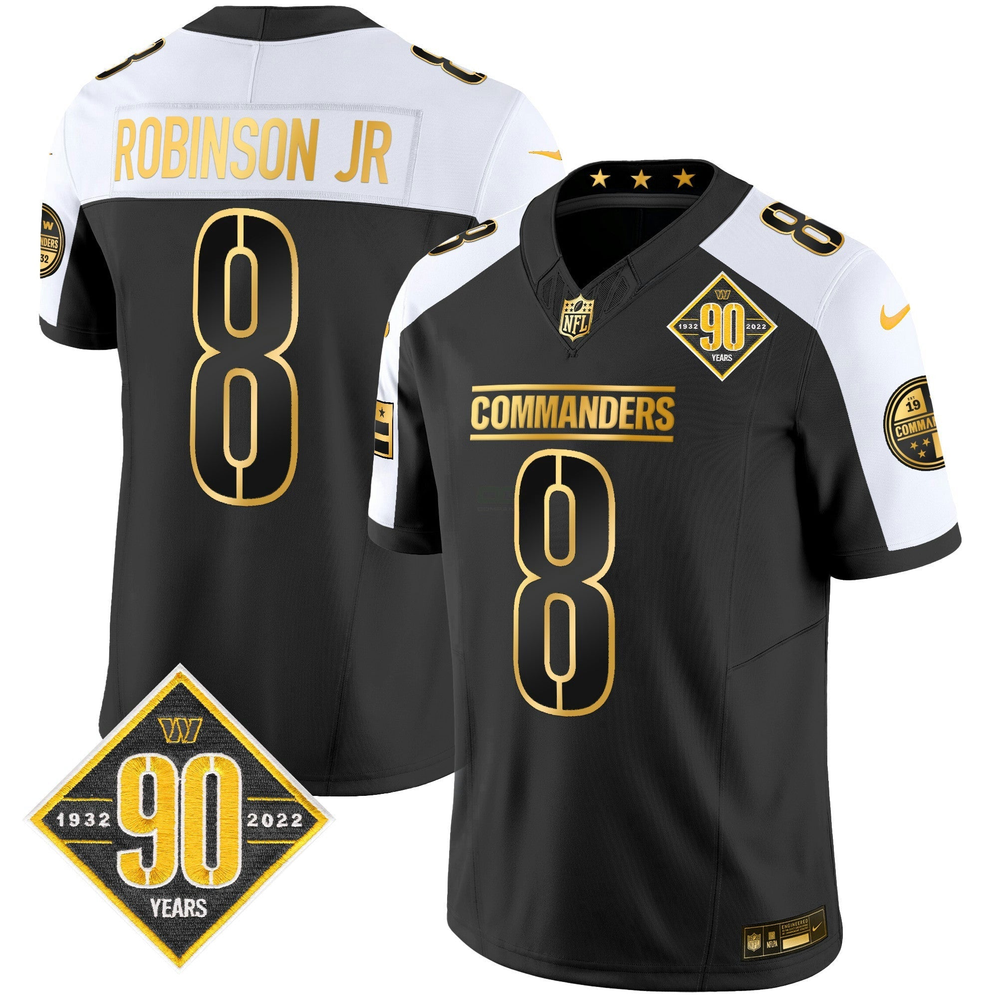 Camisa NFL Men’s Washington 90th Anniversary Patch Dourada Vapor Limited Jersey