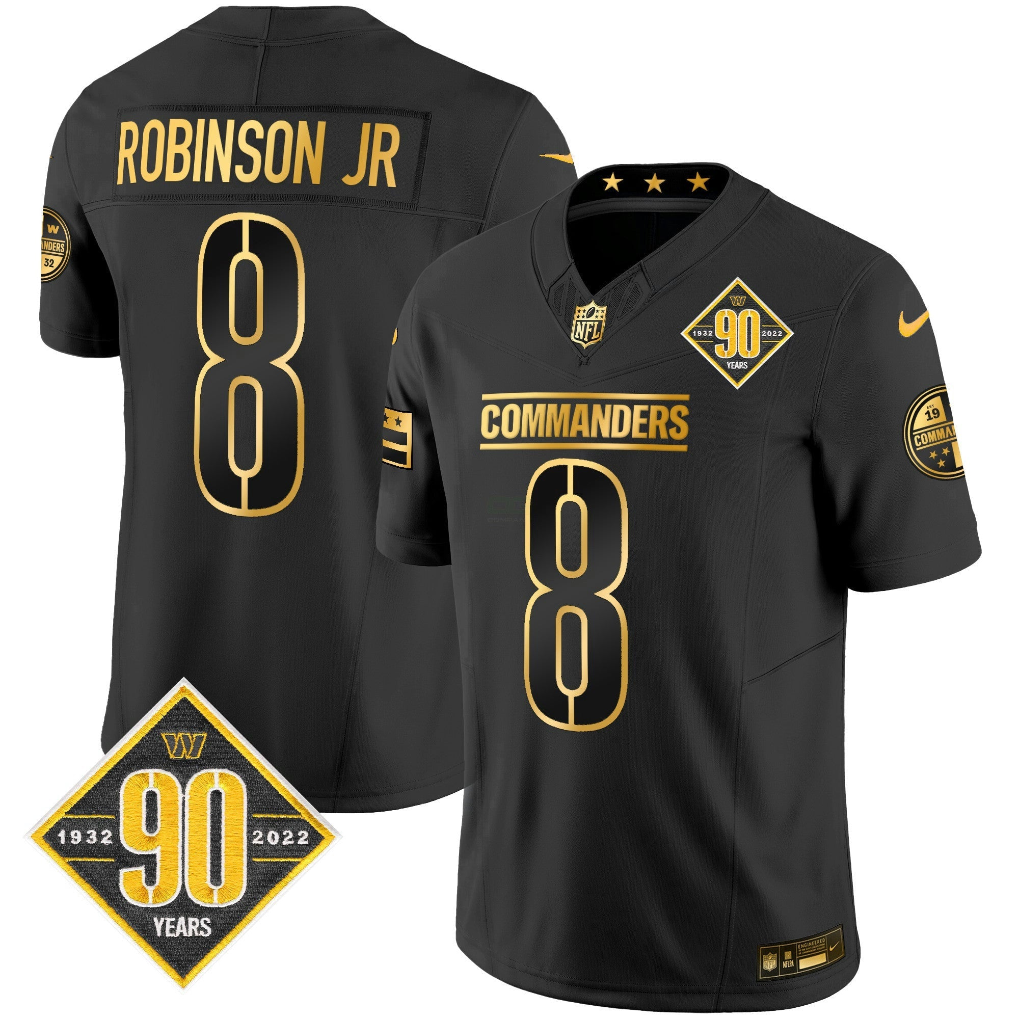 Camisa NFL Men’s Washington 90th Anniversary Patch Dourada Vapor Limited Jersey