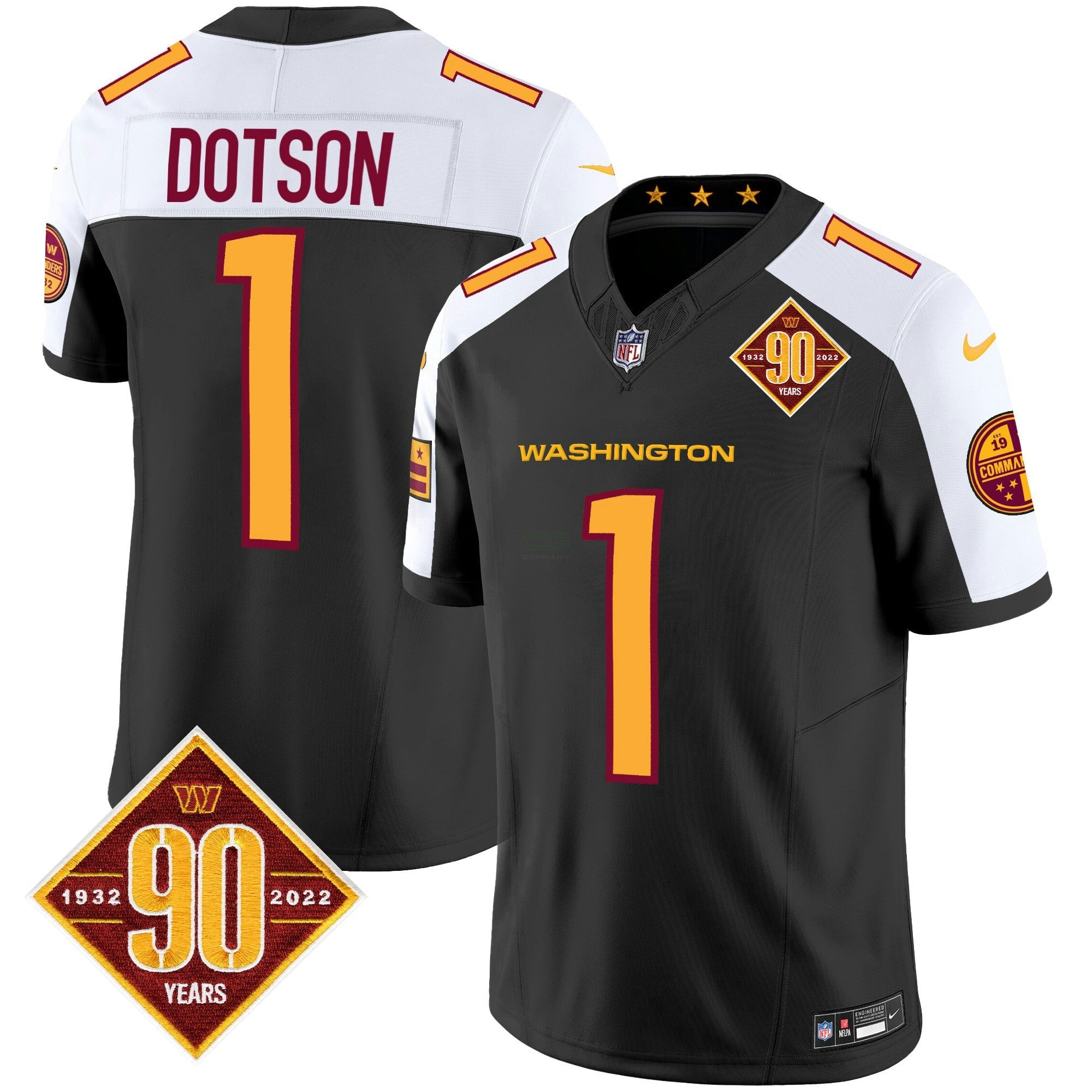 Camisa NFL Men’s Washington 90th Anniversary Patch Vapor Jersey V3