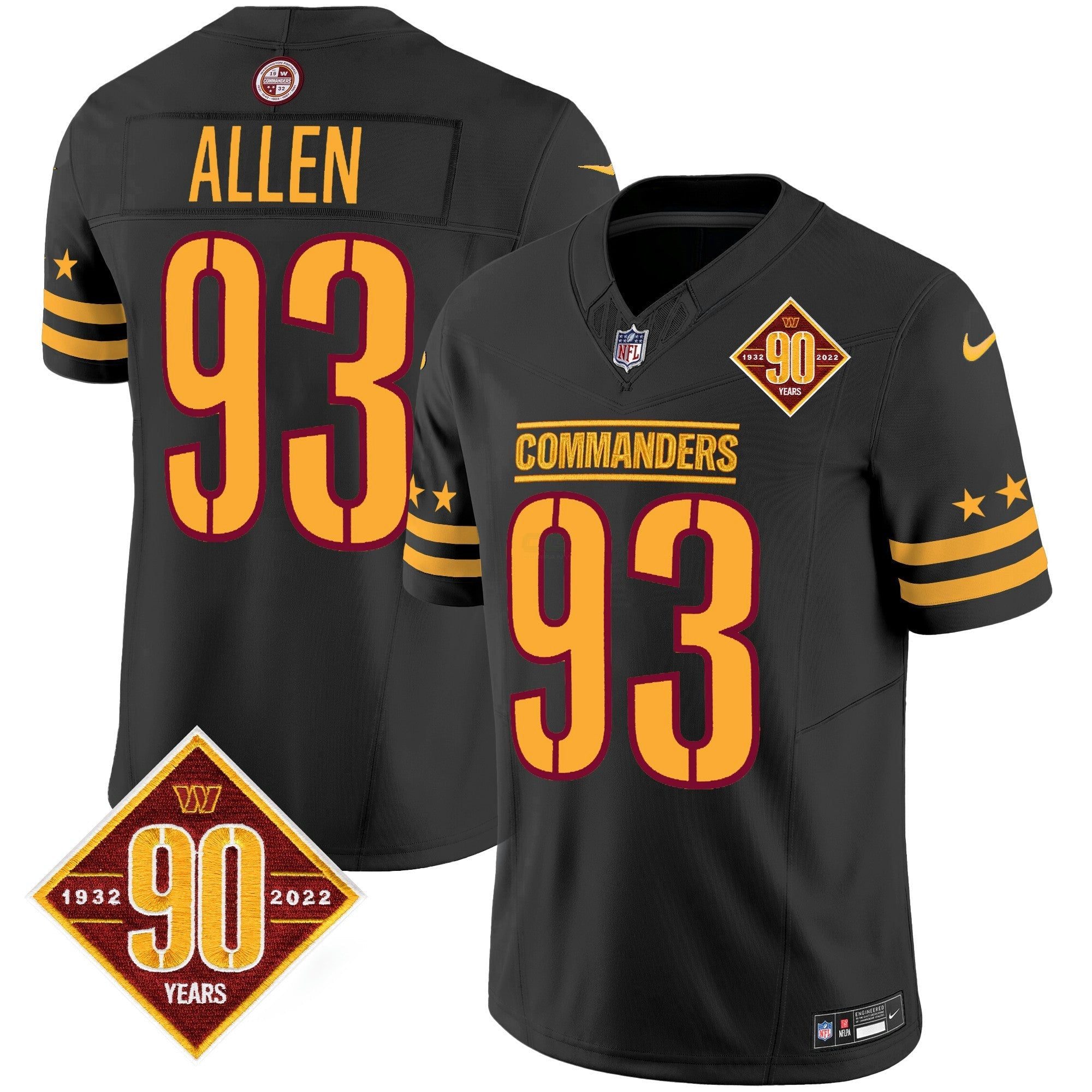 Camisa NFL Men’s Washington 90th Anniversary Patch Vapor Limited Jersey
