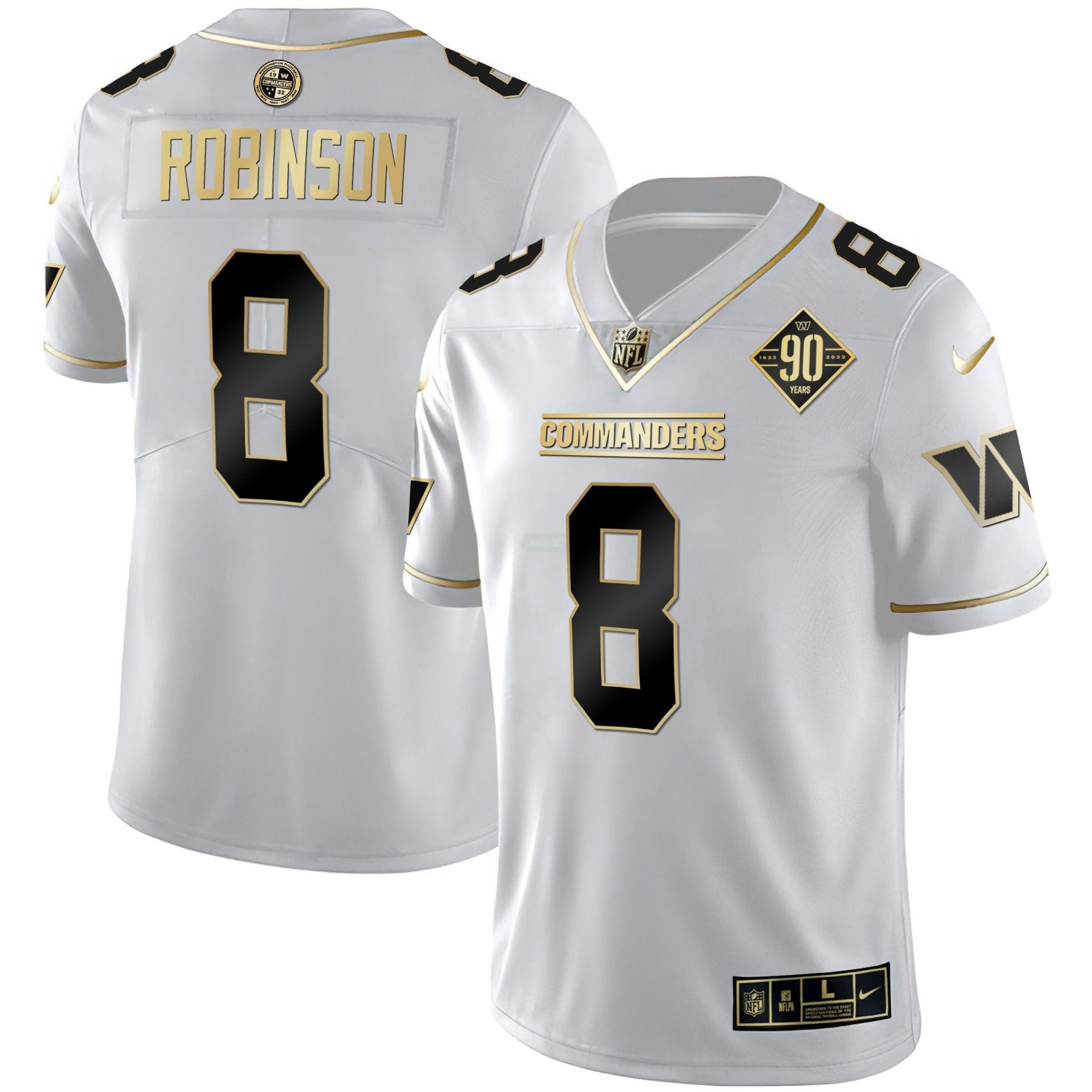 Camisa NFL Men’s Washington Branca Dourada & Preta Dourada Vapor Limited Jersey