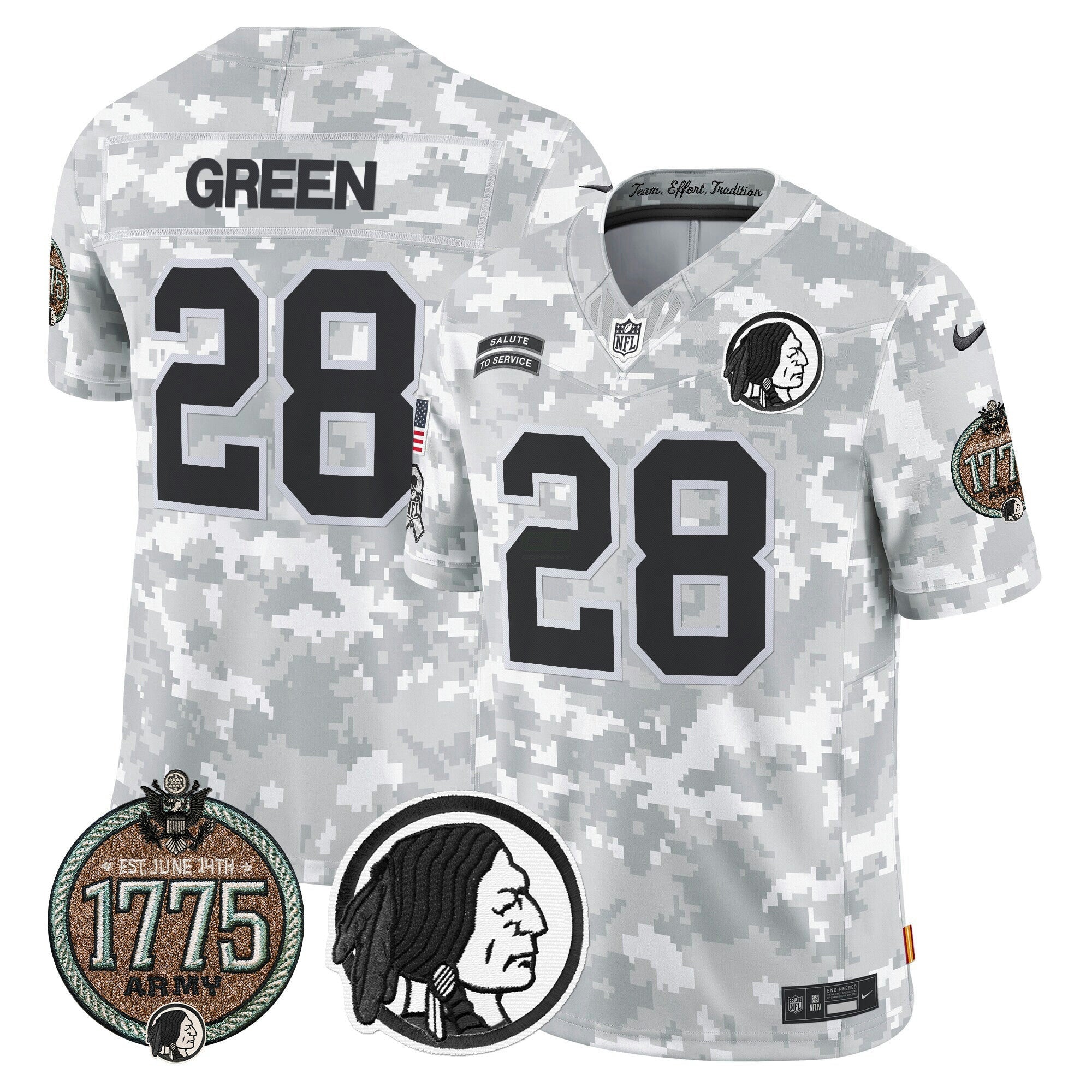 Camisa NFL Men’s Washington Redskins 2024 Salute to Service Establishment Year Patch Vapor Limited Jersey