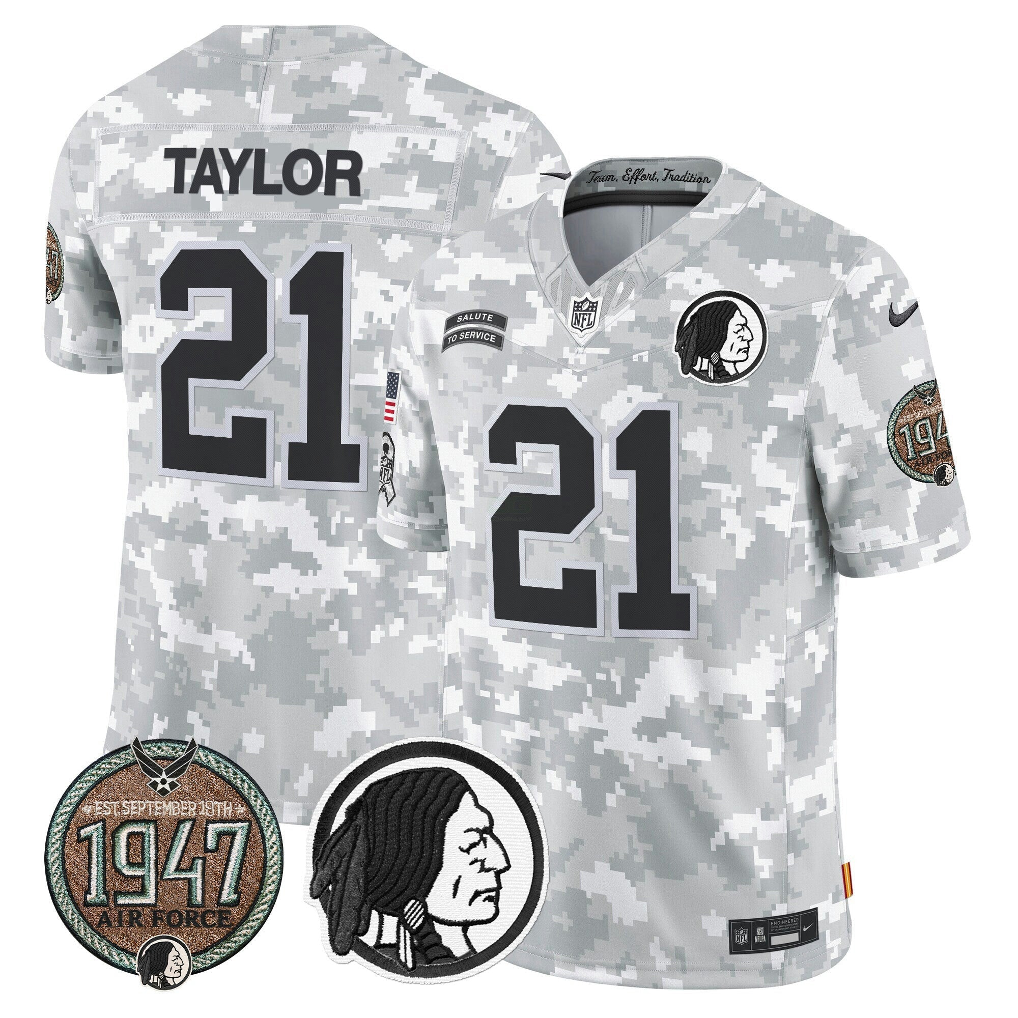 Camisa NFL Men’s Washington Redskins 2024 Salute to Service Establishment Year Patch Vapor Limited Jersey