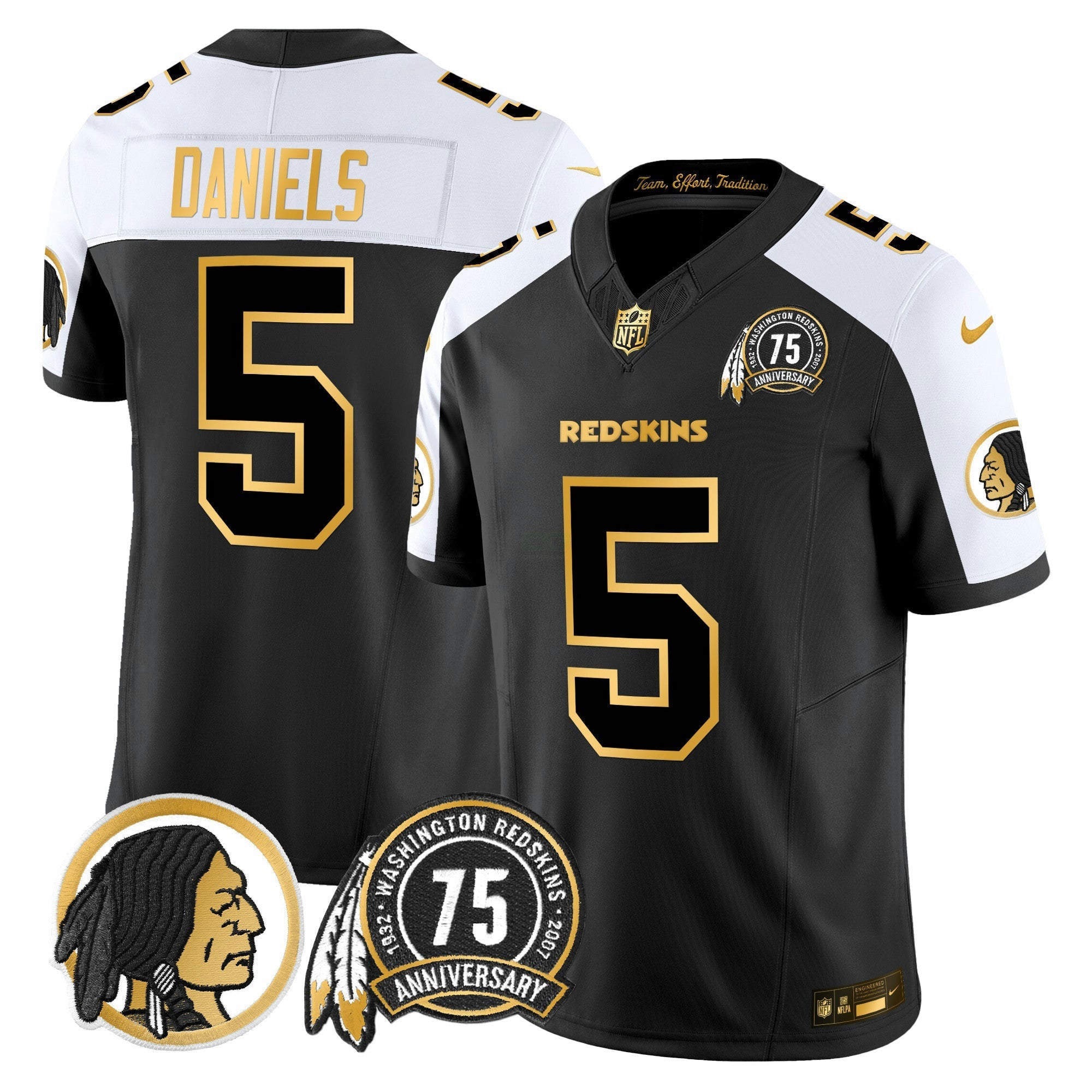 Camisa NFL Men’s Washington Redskins 75th Patch Throwback Dourada Vapor Limited Jersey