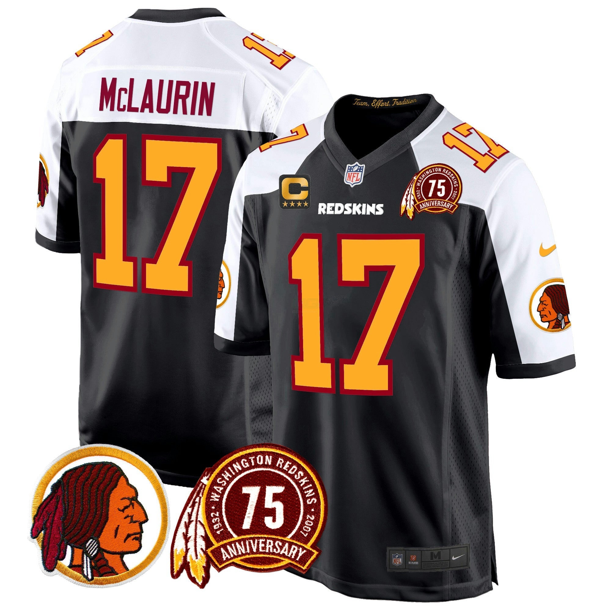 Camisa NFL Men’s Washington Redskins 75th Patch Throwback Game Jersey