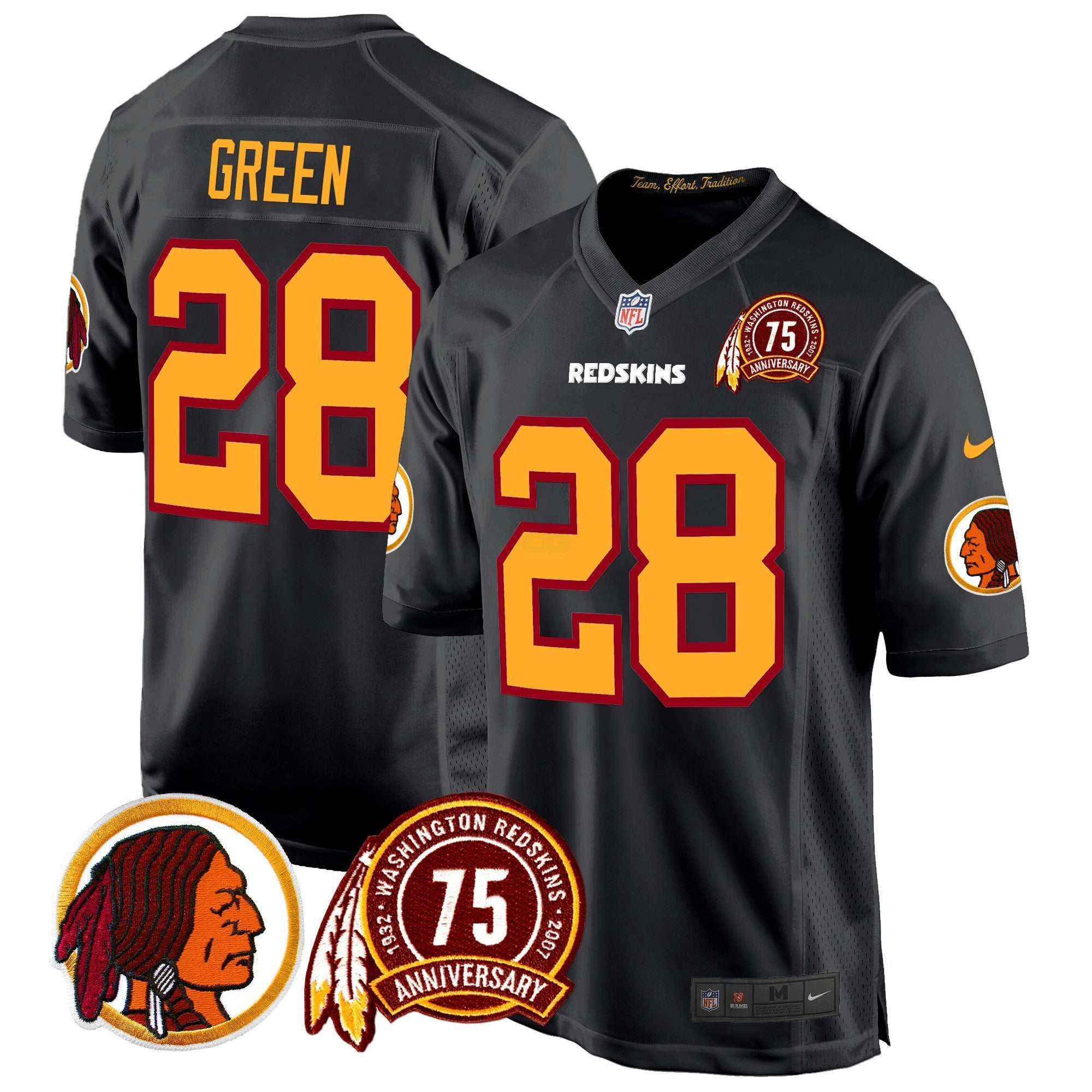 Camisa NFL Men’s Washington Redskins 75th Patch Throwback Game Jersey