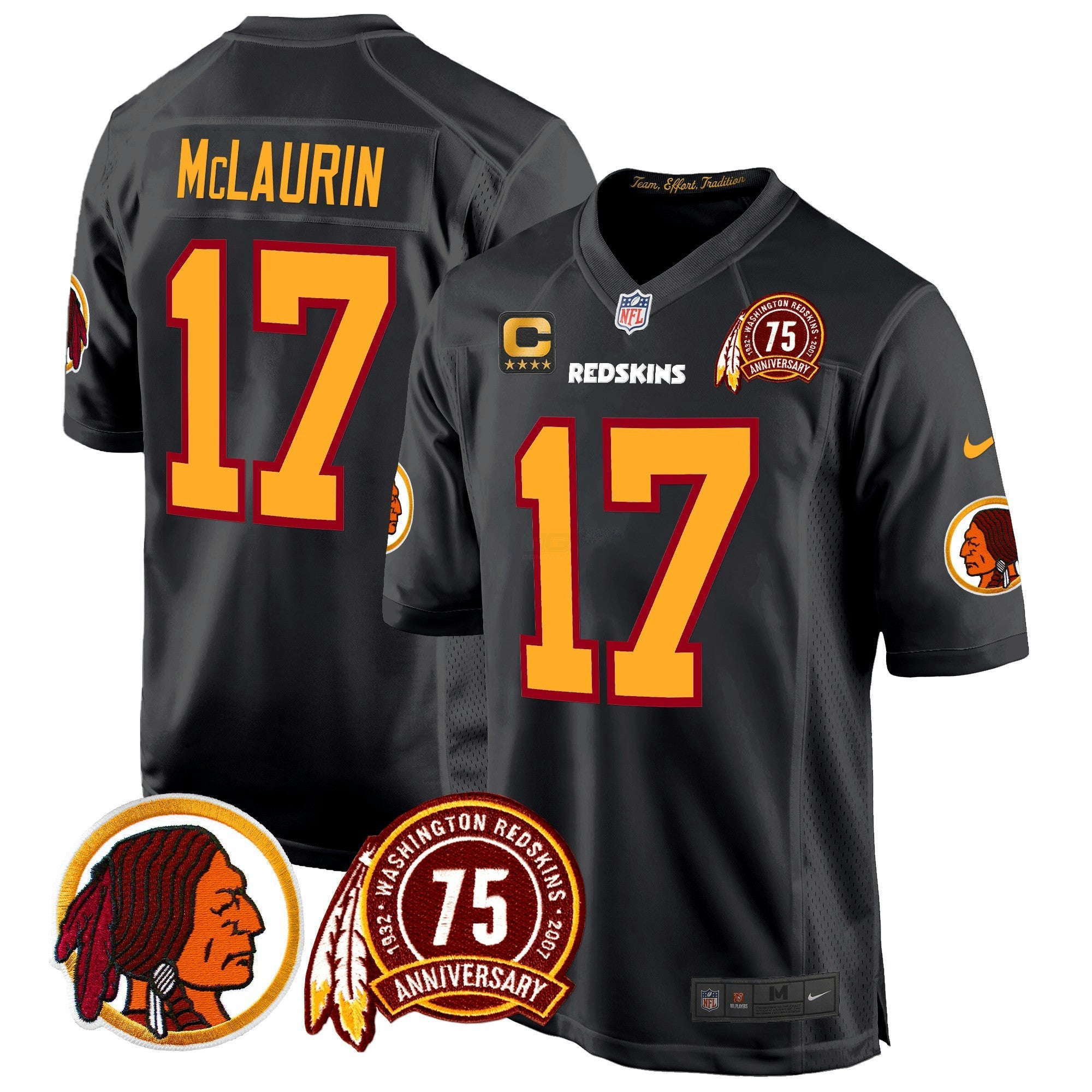 Camisa NFL Men’s Washington Redskins 75th Patch Throwback Game Jersey