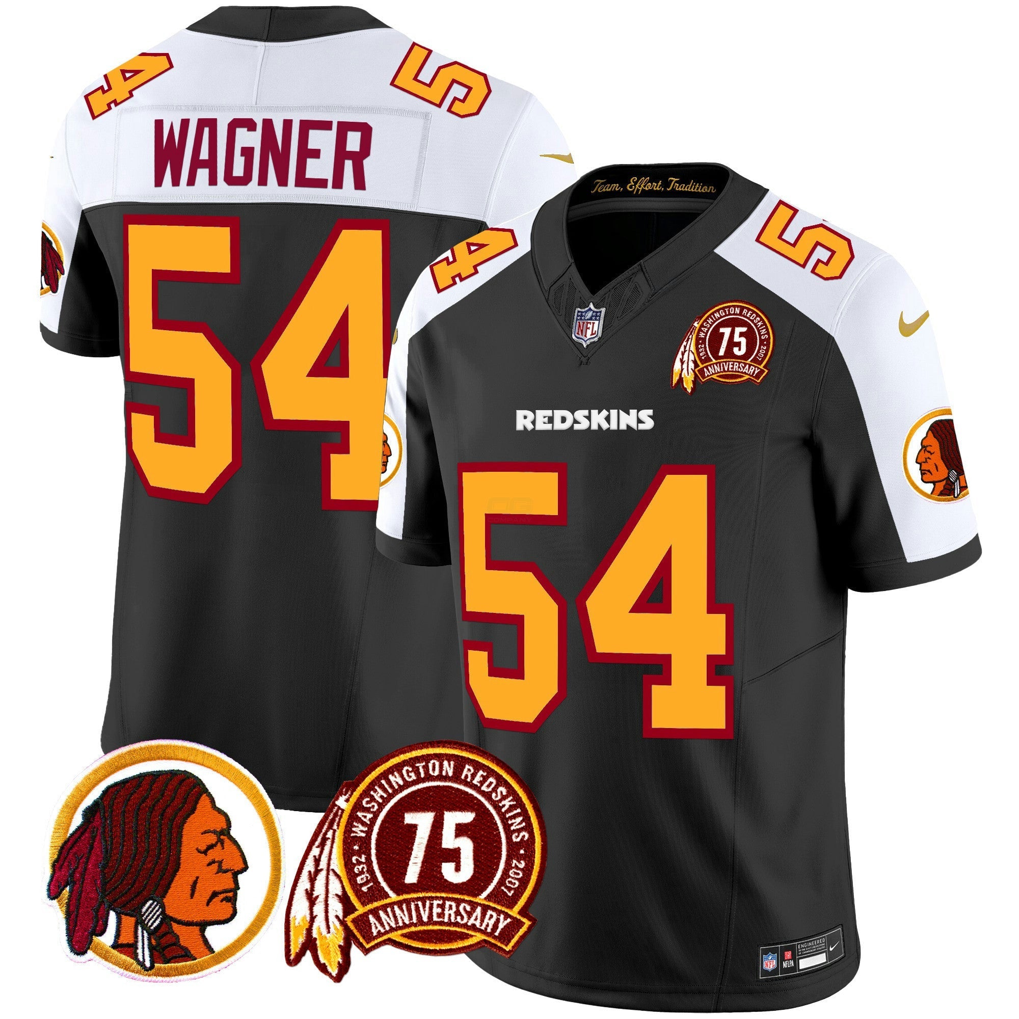Camisa NFL Men’s Washington Redskins 75th Patch Throwback Vapor Limited Jersey
