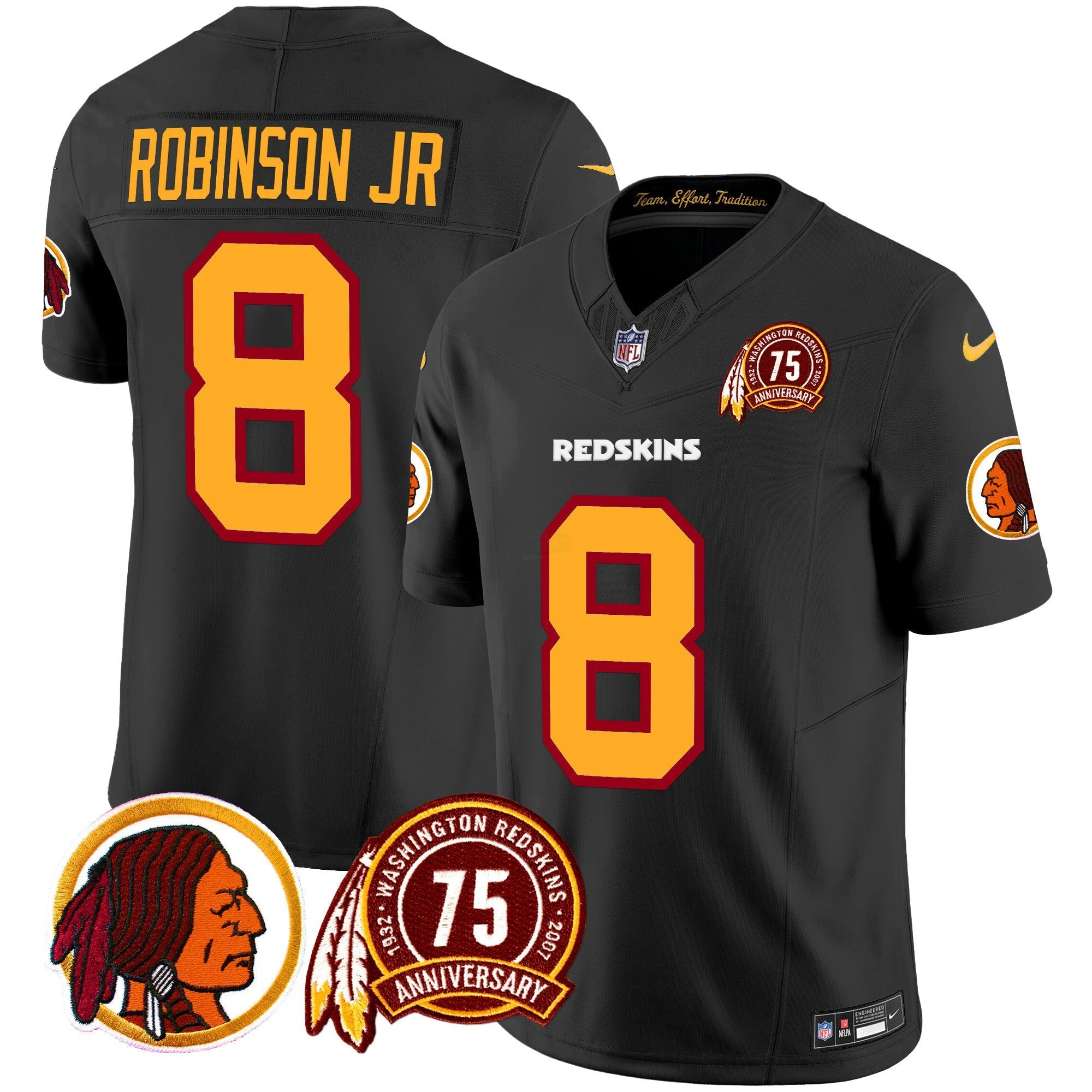 Camisa NFL Men’s Washington Redskins 75th Patch Throwback Vapor Limited Jersey
