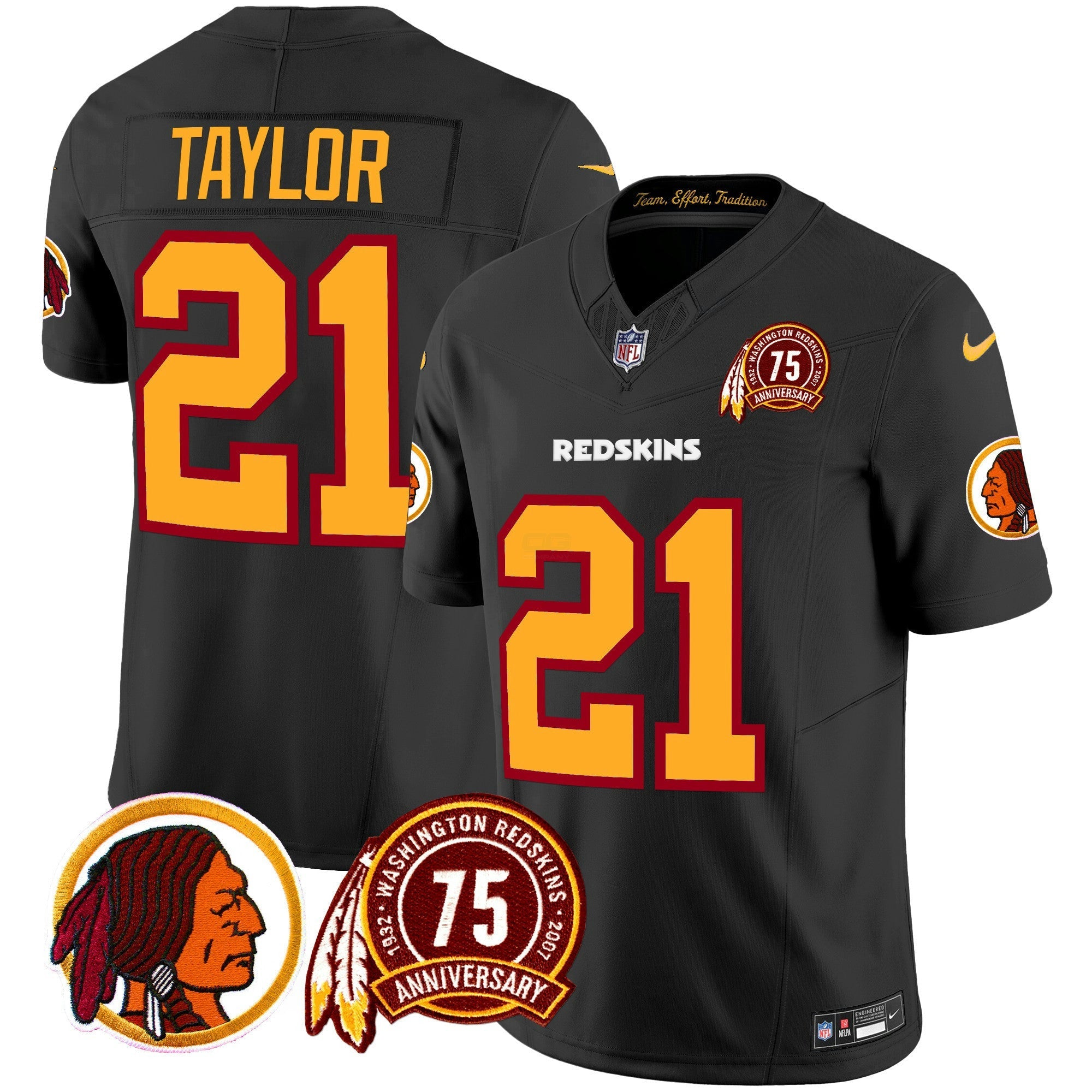 Camisa NFL Men’s Washington Redskins 75th Patch Throwback Vapor Limited Jersey
