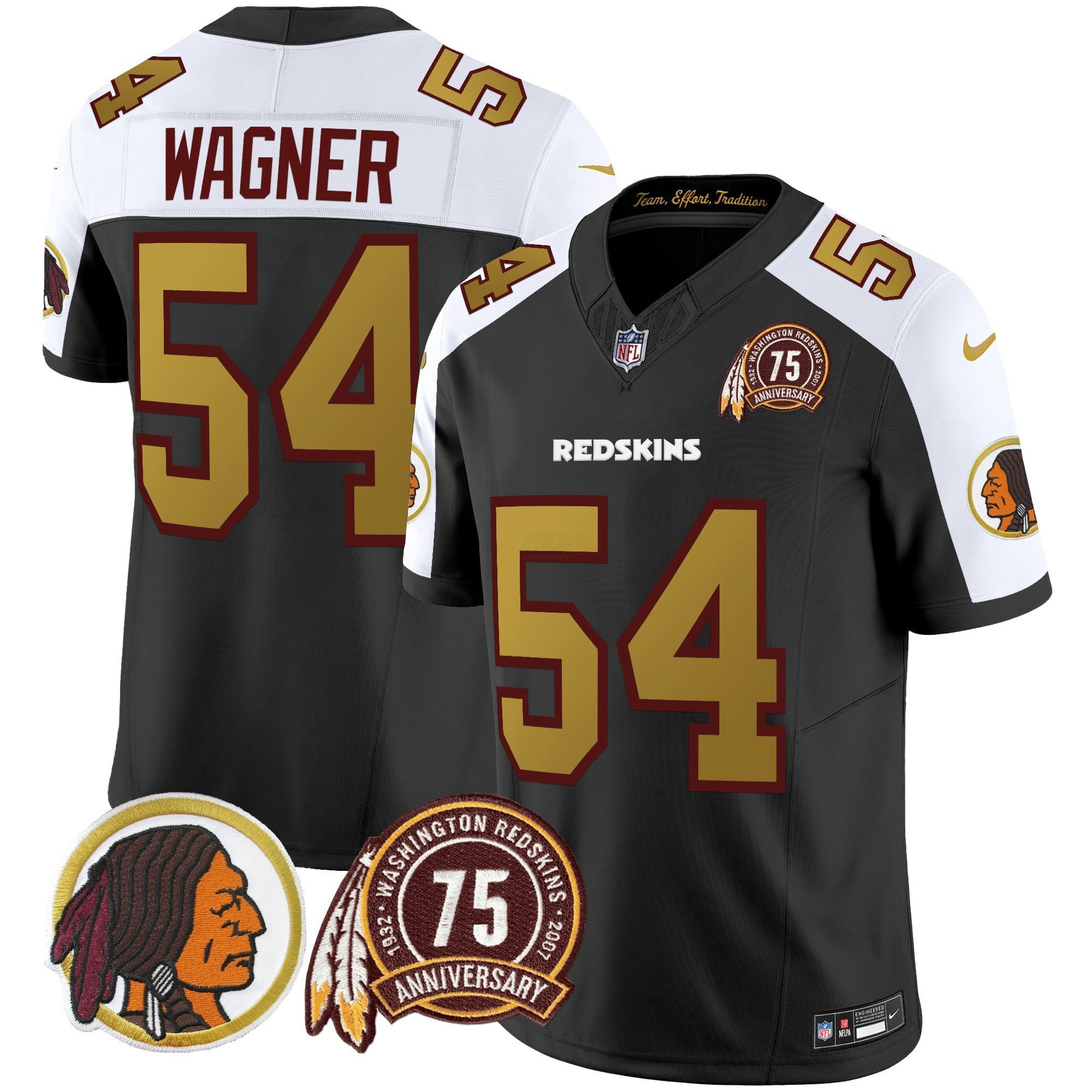 Camisa NFL Men’s Washington Redskins 75th Patch Throwback Vapor Limited Jersey V2