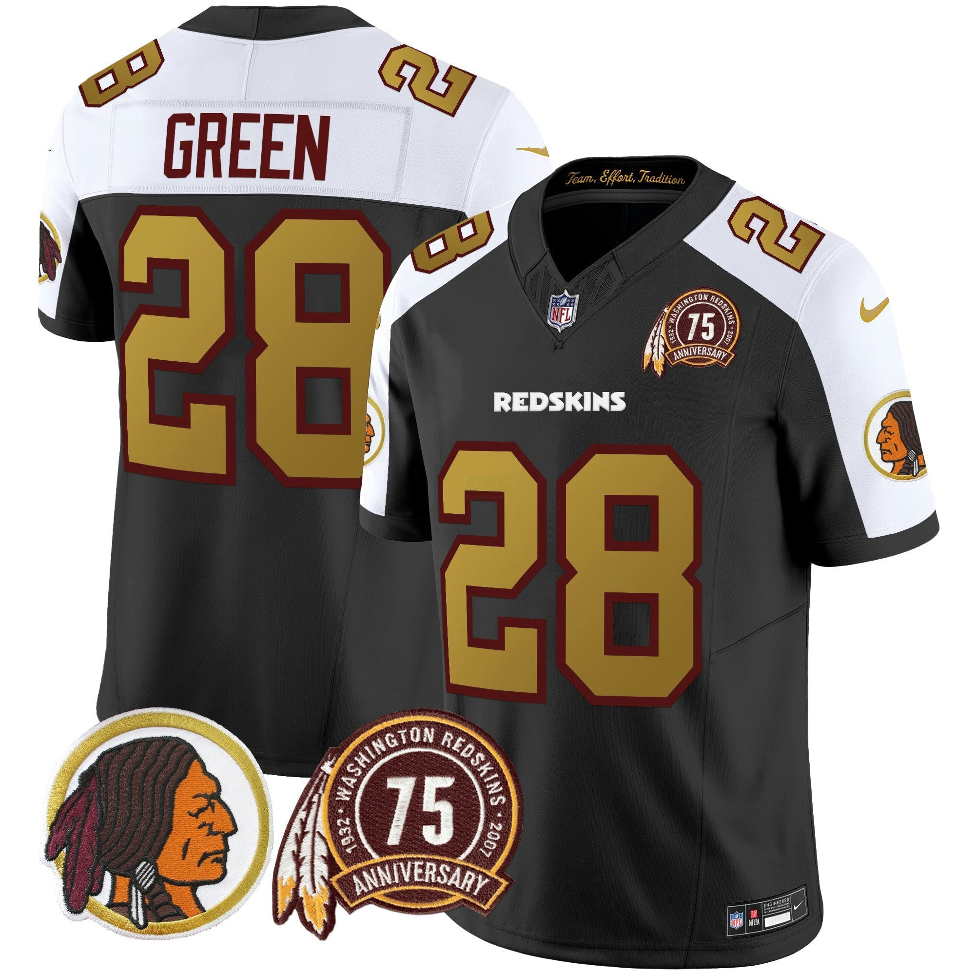 Camisa NFL Men’s Washington Redskins 75th Patch Throwback Vapor Limited Jersey V2