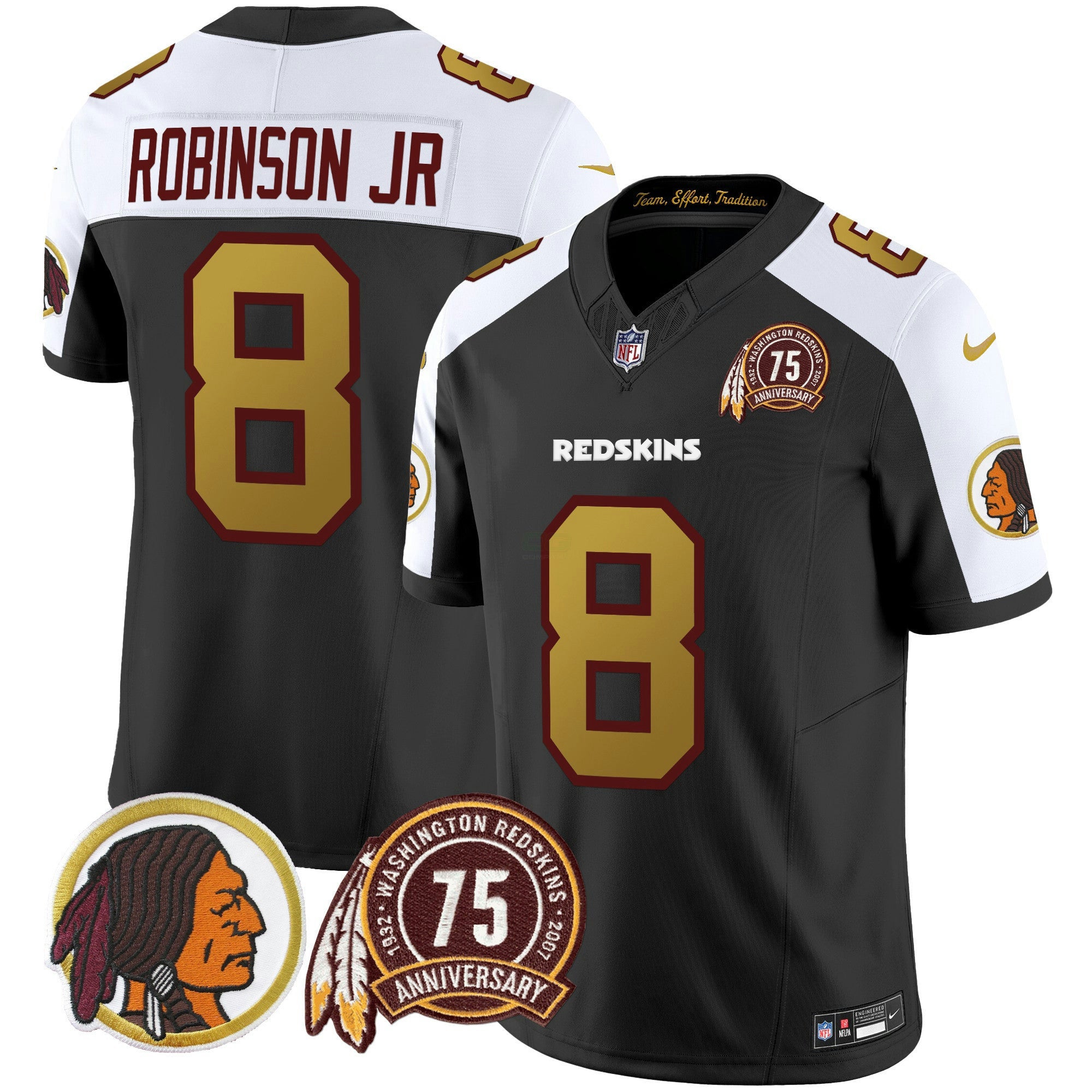Camisa NFL Men’s Washington Redskins 75th Patch Throwback Vapor Limited Jersey V2