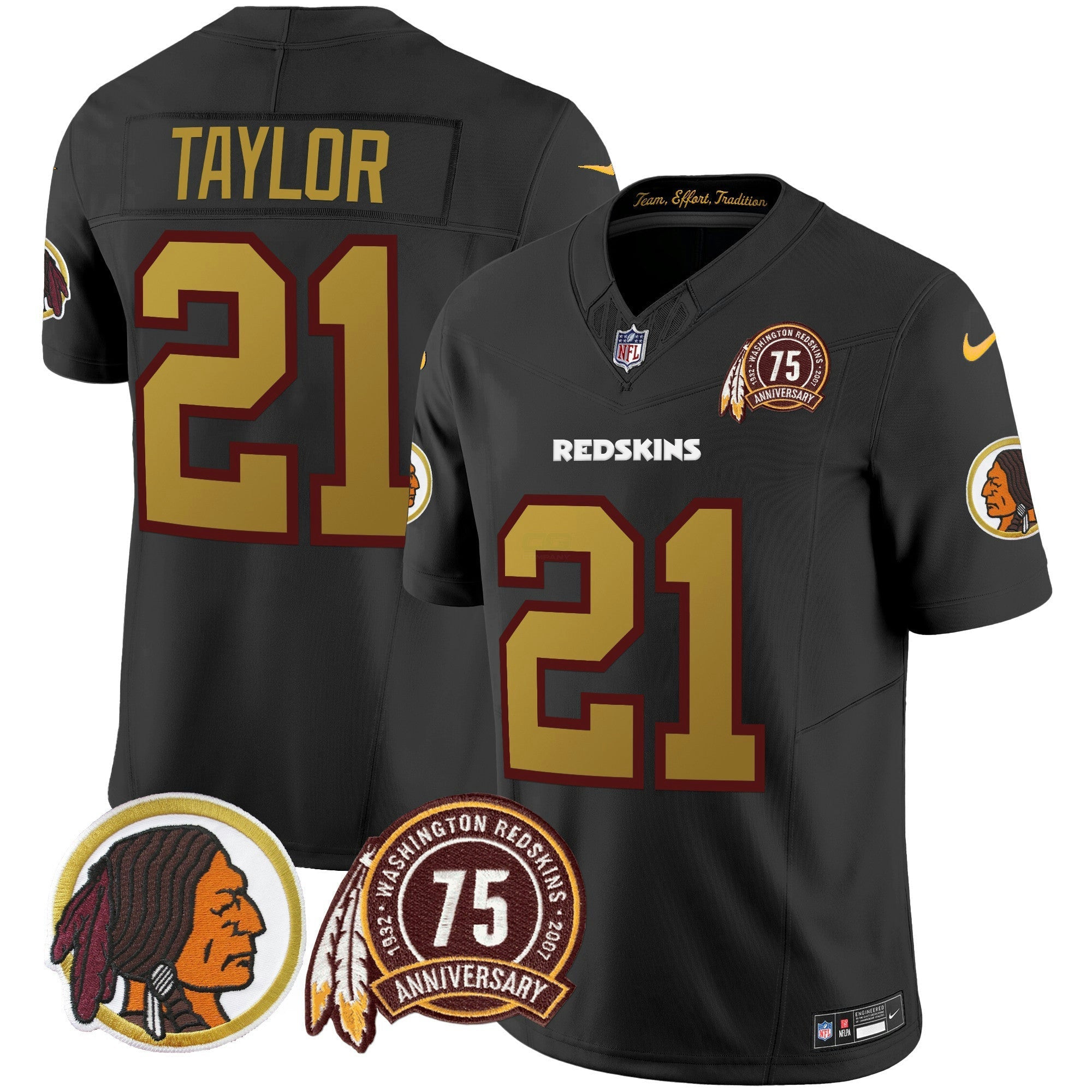 Camisa NFL Men’s Washington Redskins 75th Patch Throwback Vapor Limited Jersey V2