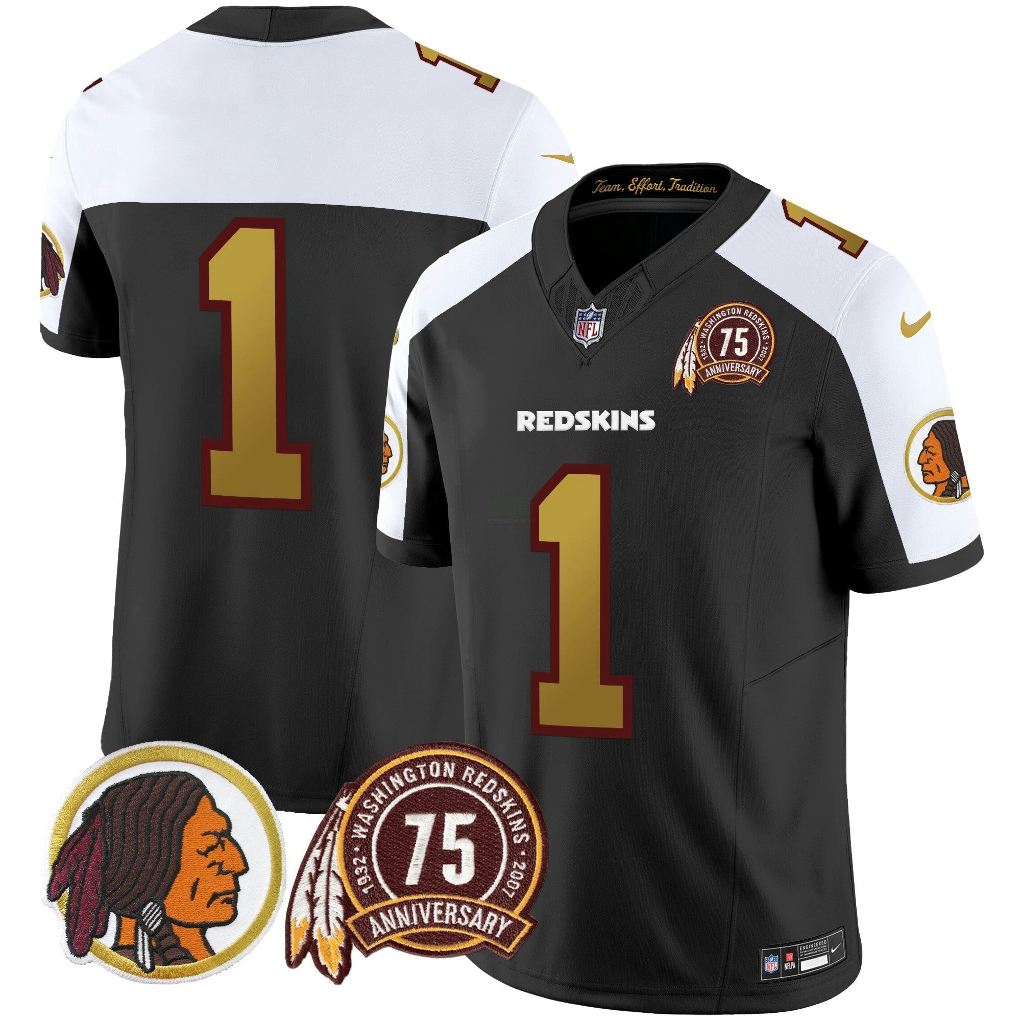 Camisa NFL Men’s Washington Redskins 75th Patch Throwback Vapor Limited Jersey V2