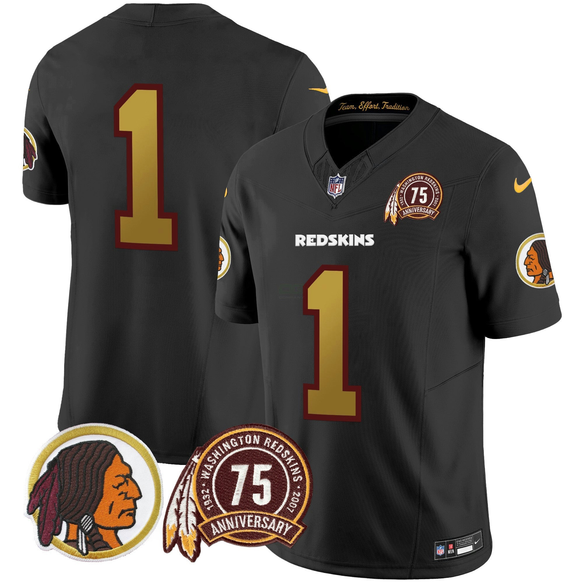 Camisa NFL Men’s Washington Redskins 75th Patch Throwback Vapor Limited Jersey V2